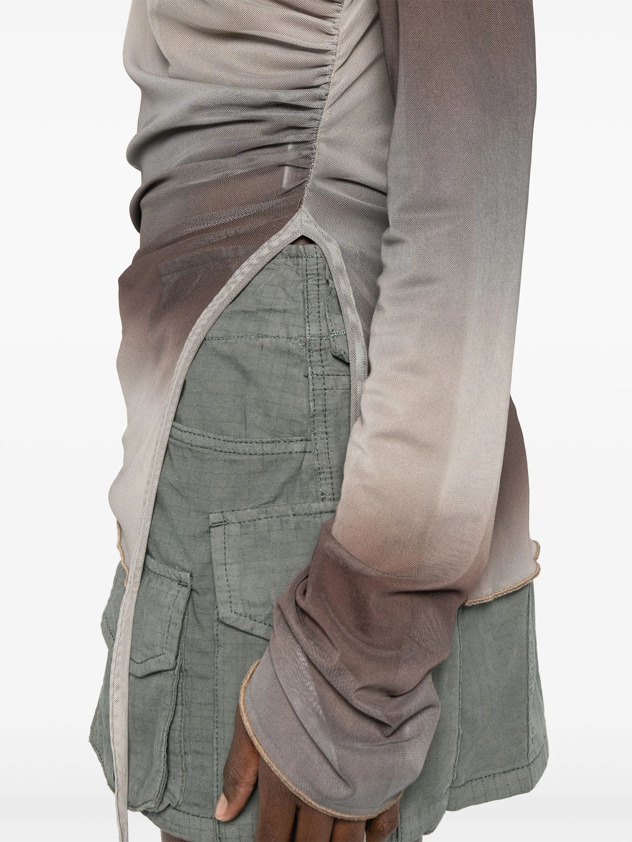 draped long-sleeve top