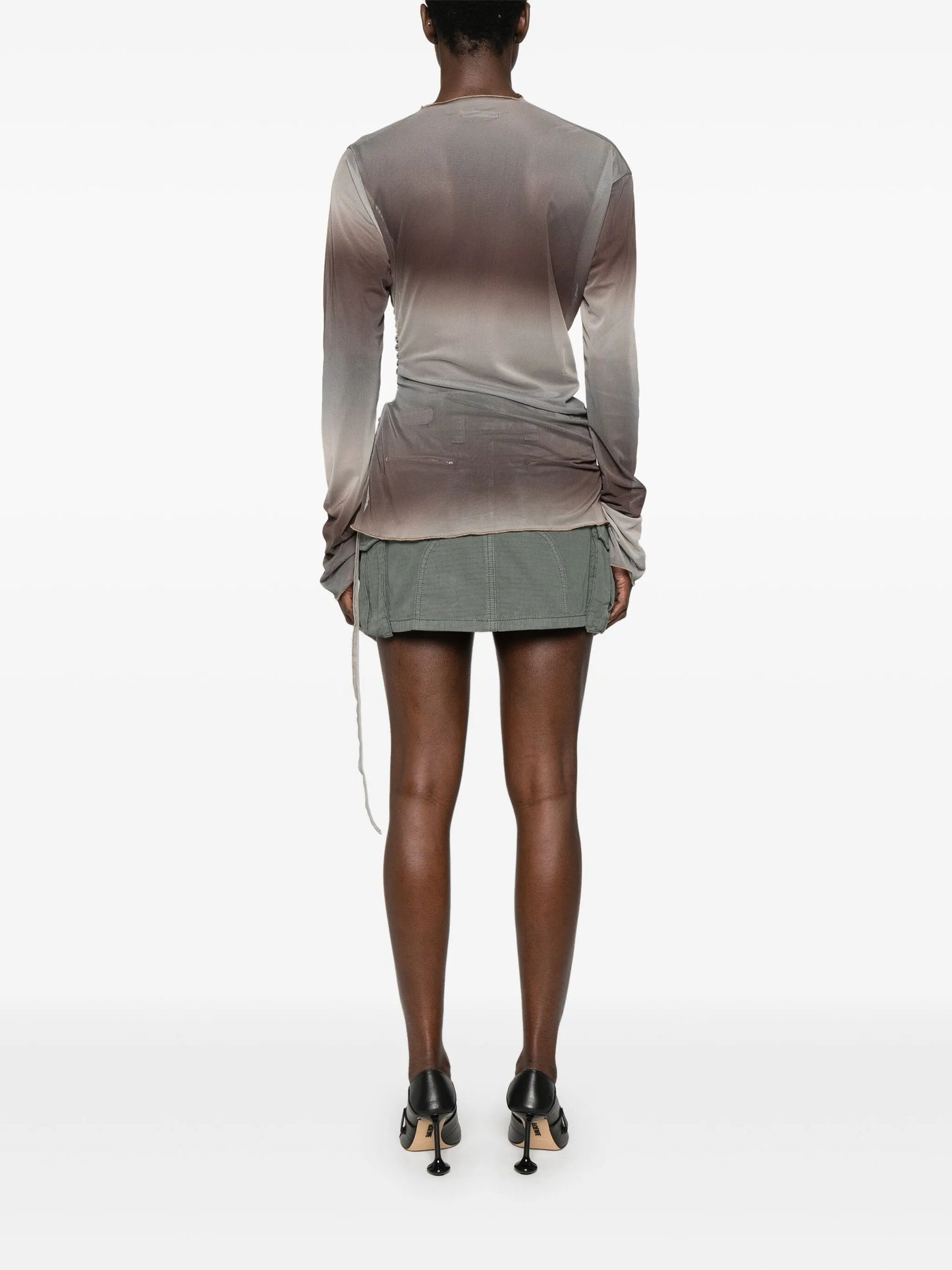 draped long-sleeve top
