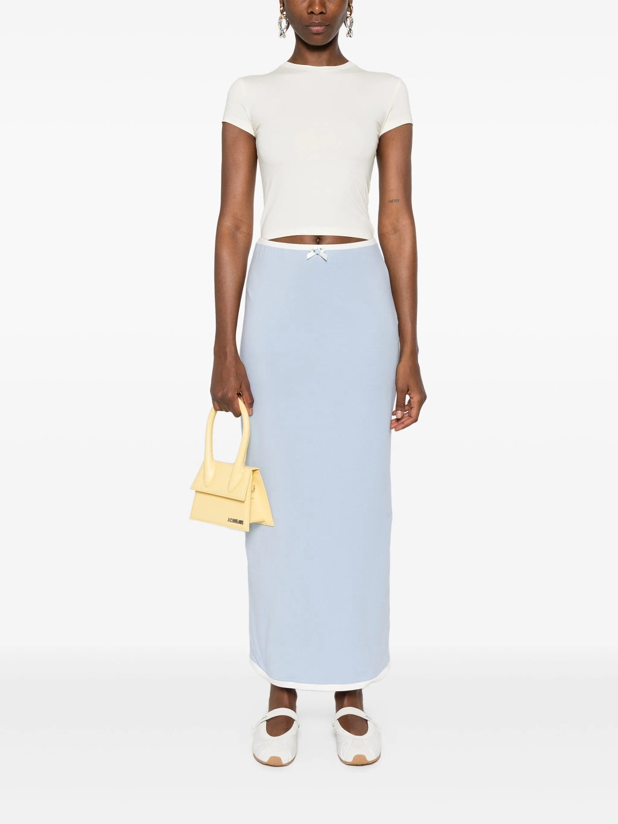 floral-appliqué maxi skirt