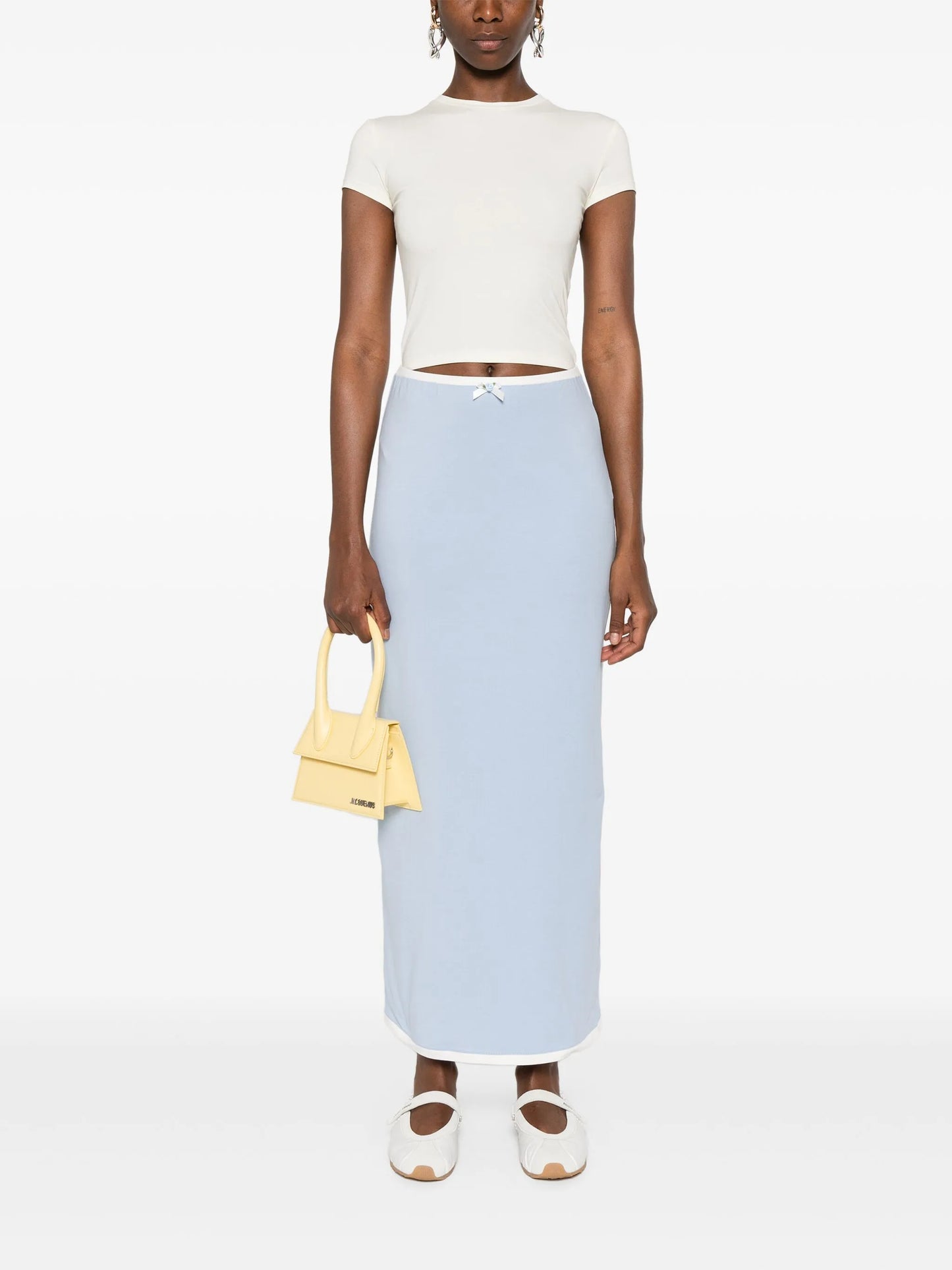 floral-appliqué maxi skirt