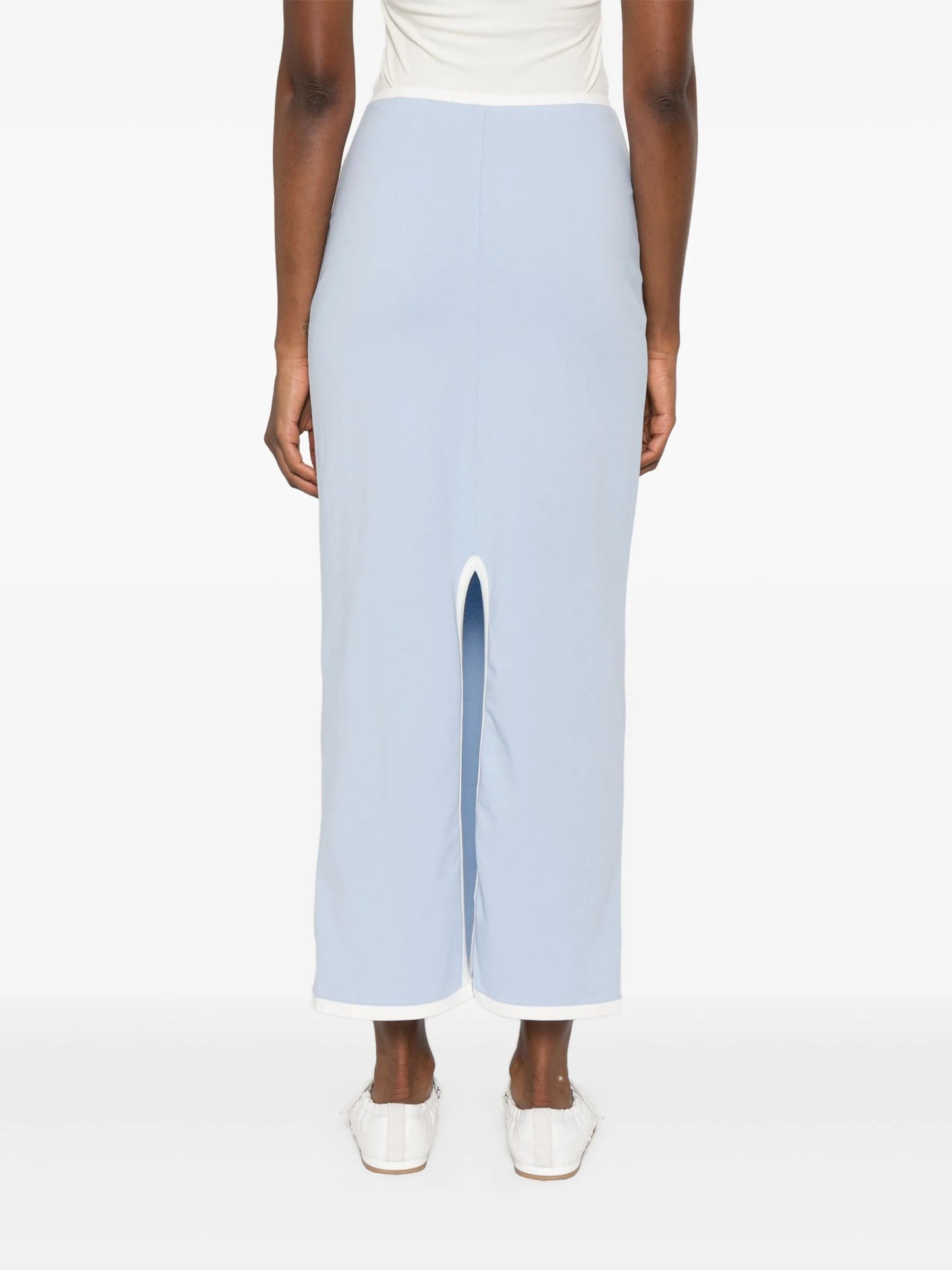 floral-appliqué maxi skirt