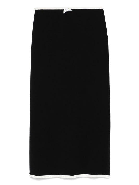 floral-appliqué maxi skirt