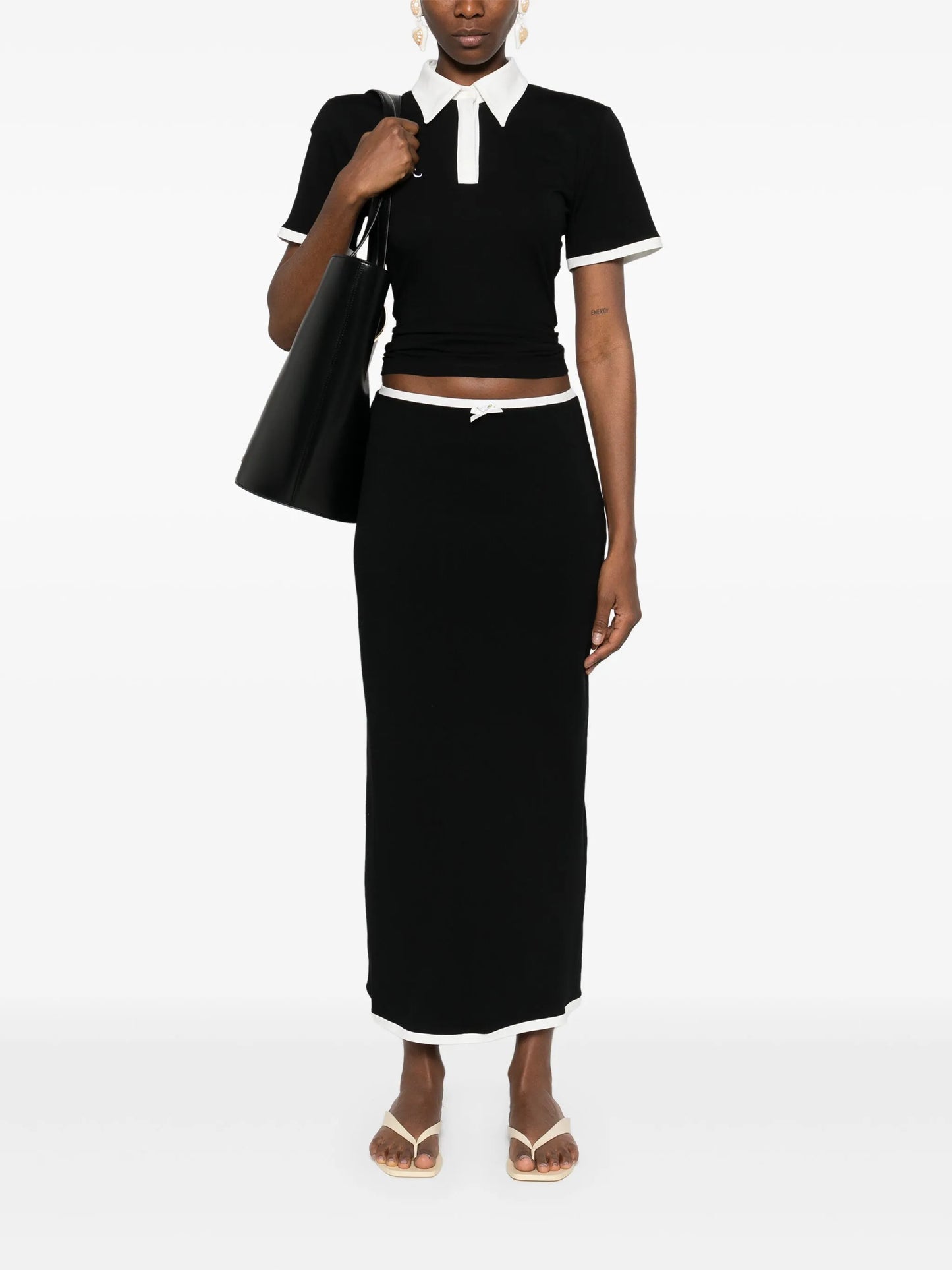 floral-appliqué maxi skirt