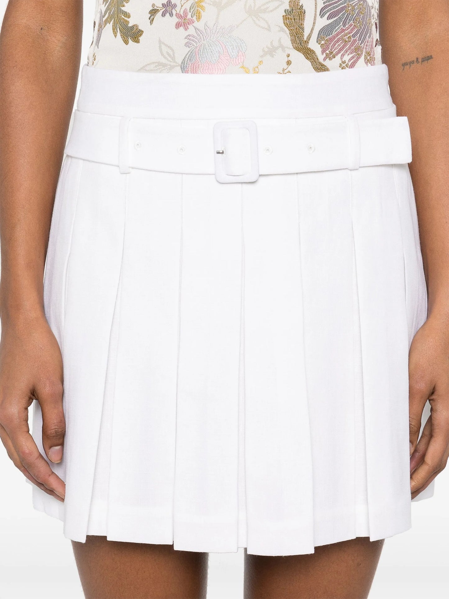 pleated mini skirt