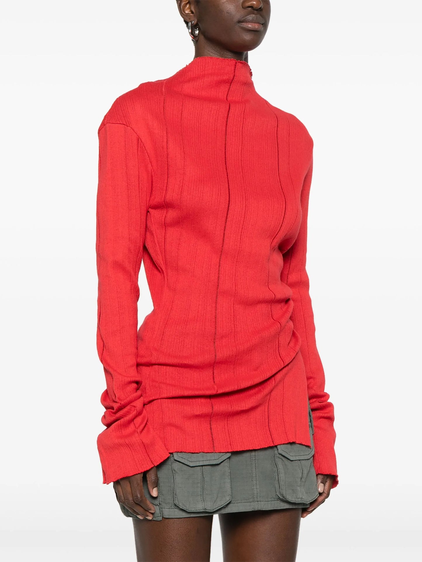 slit-detail knitted top