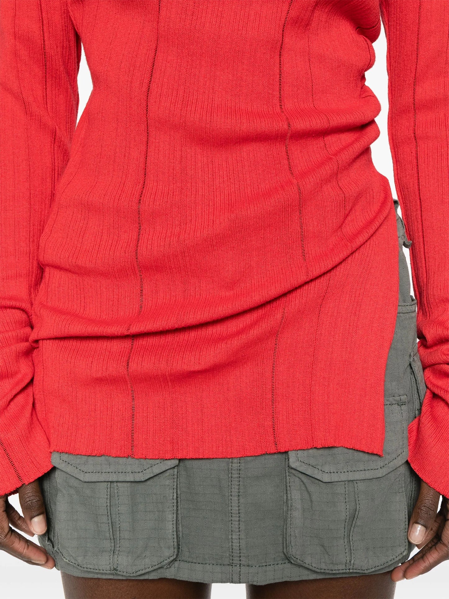 slit-detail knitted top
