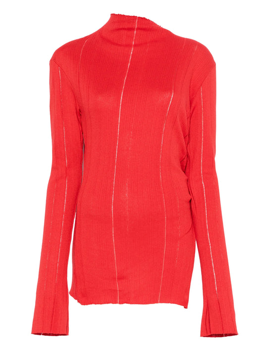 slit-detail knitted top