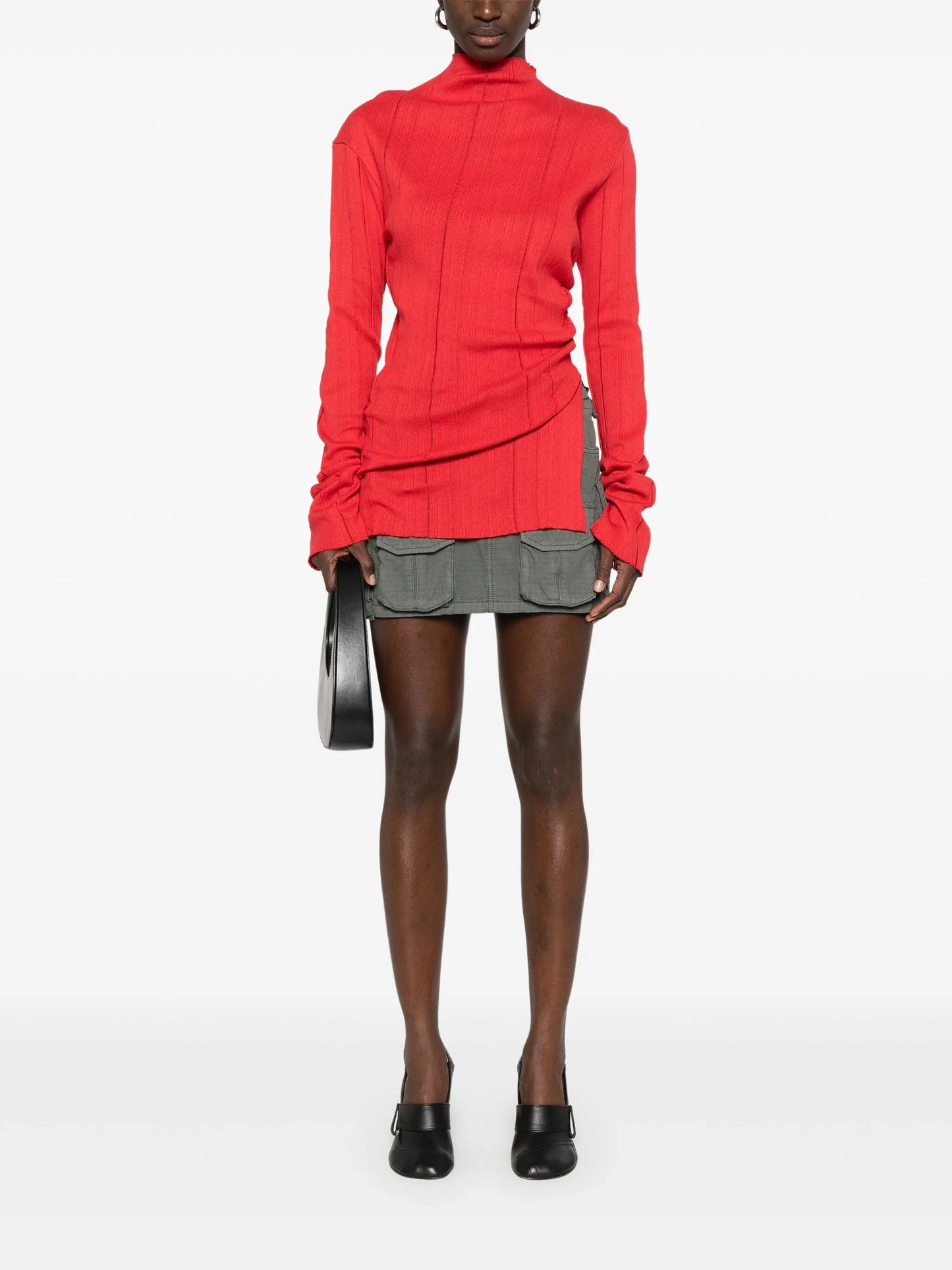 slit-detail knitted top