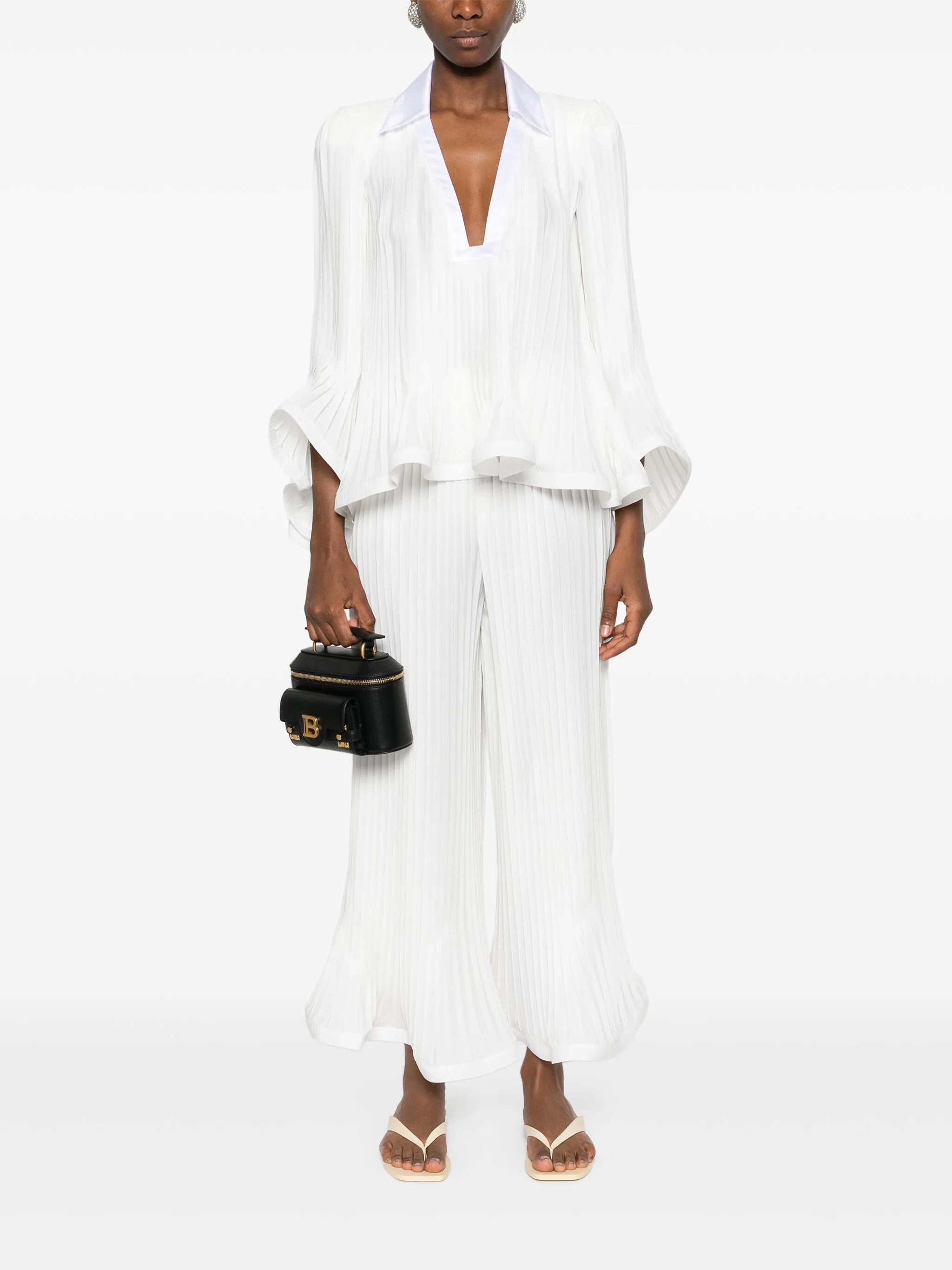 pleated cropped trousers