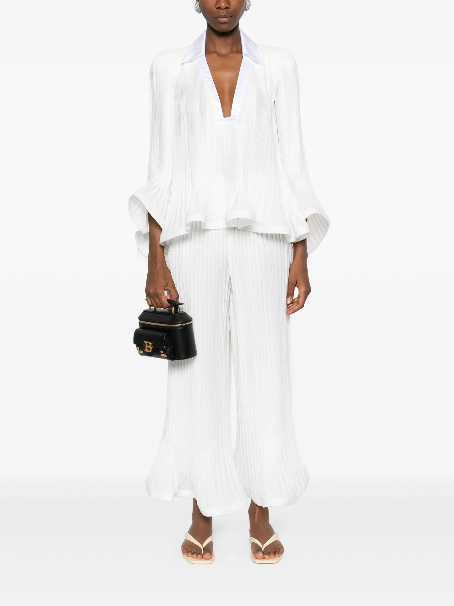 pleated cropped trousers