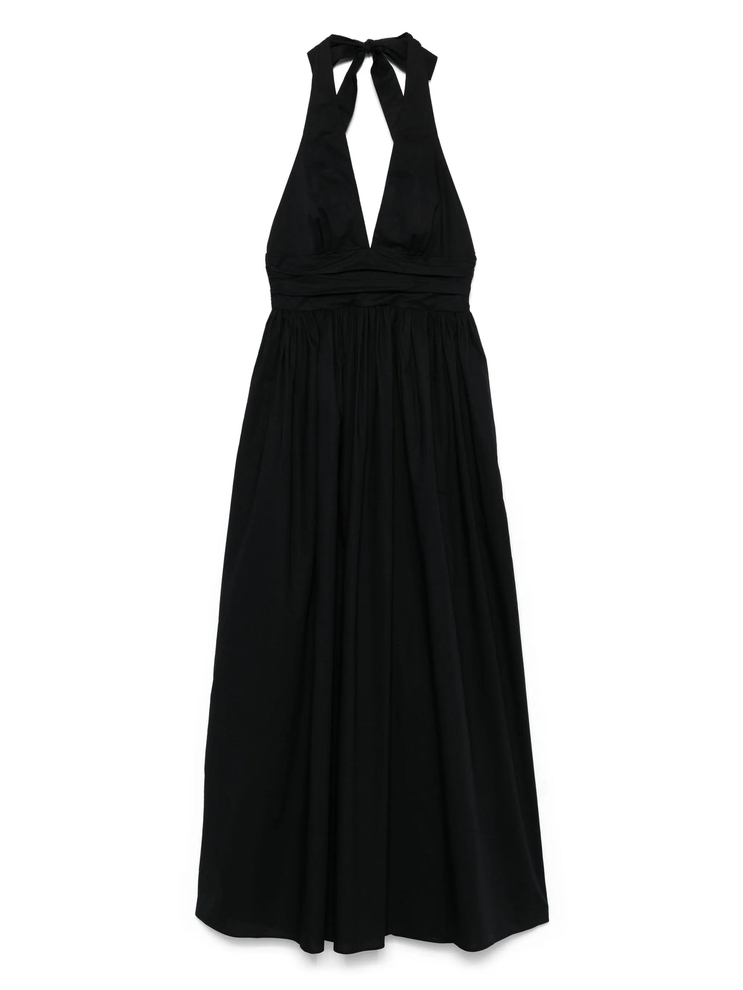 plunge halterneck midi dress