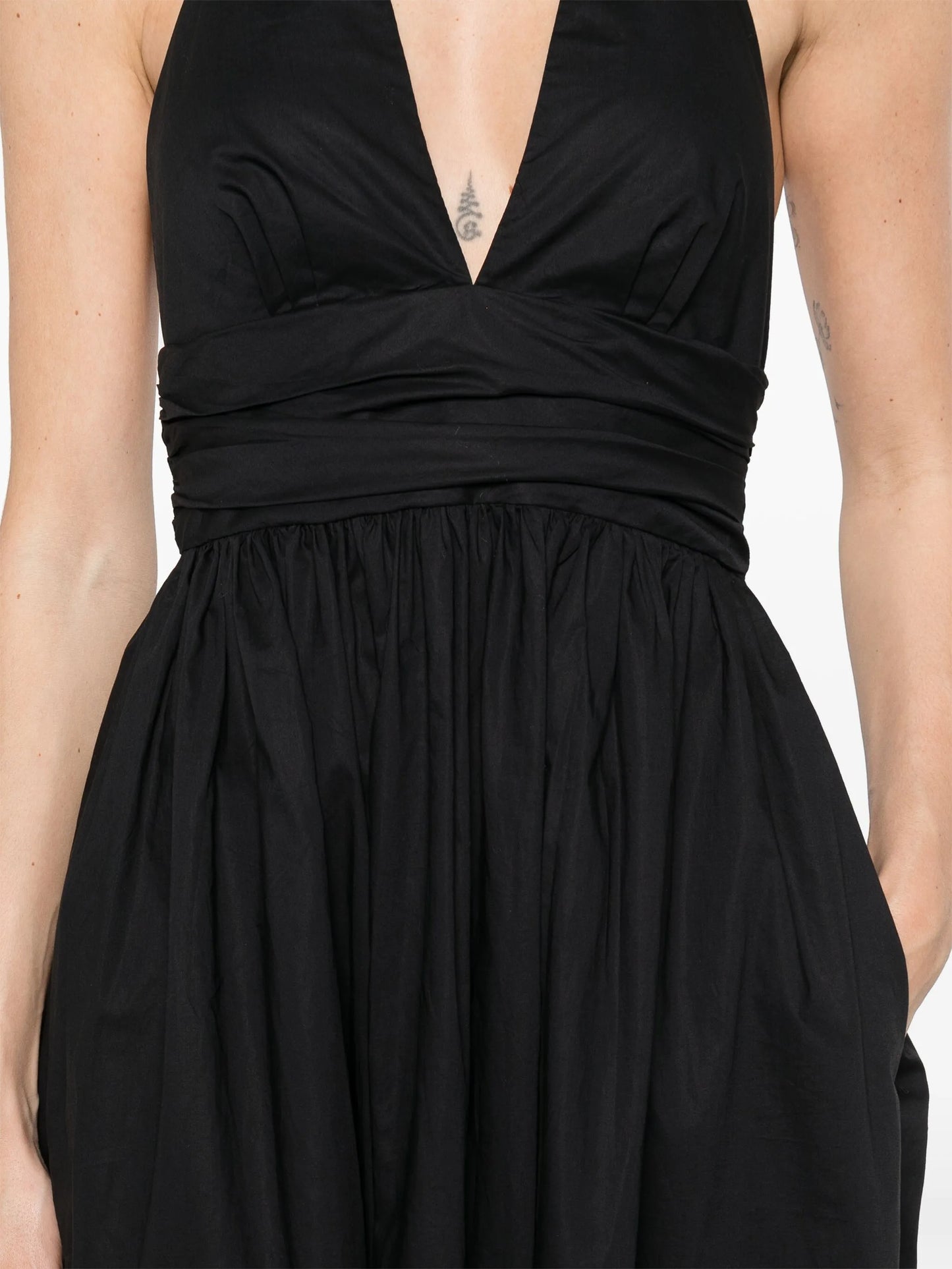plunge halterneck midi dress
