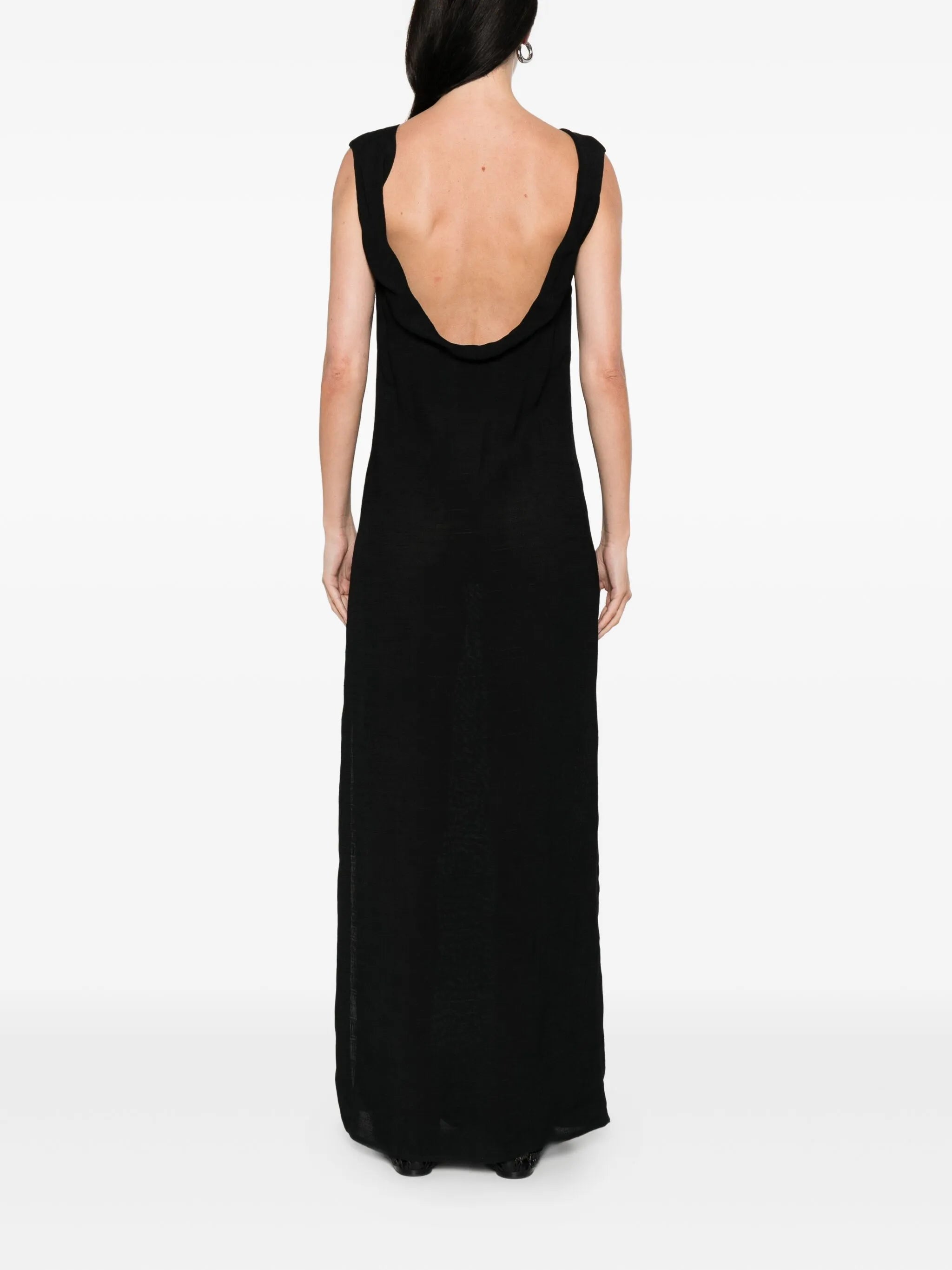 cowl-back maxi dress