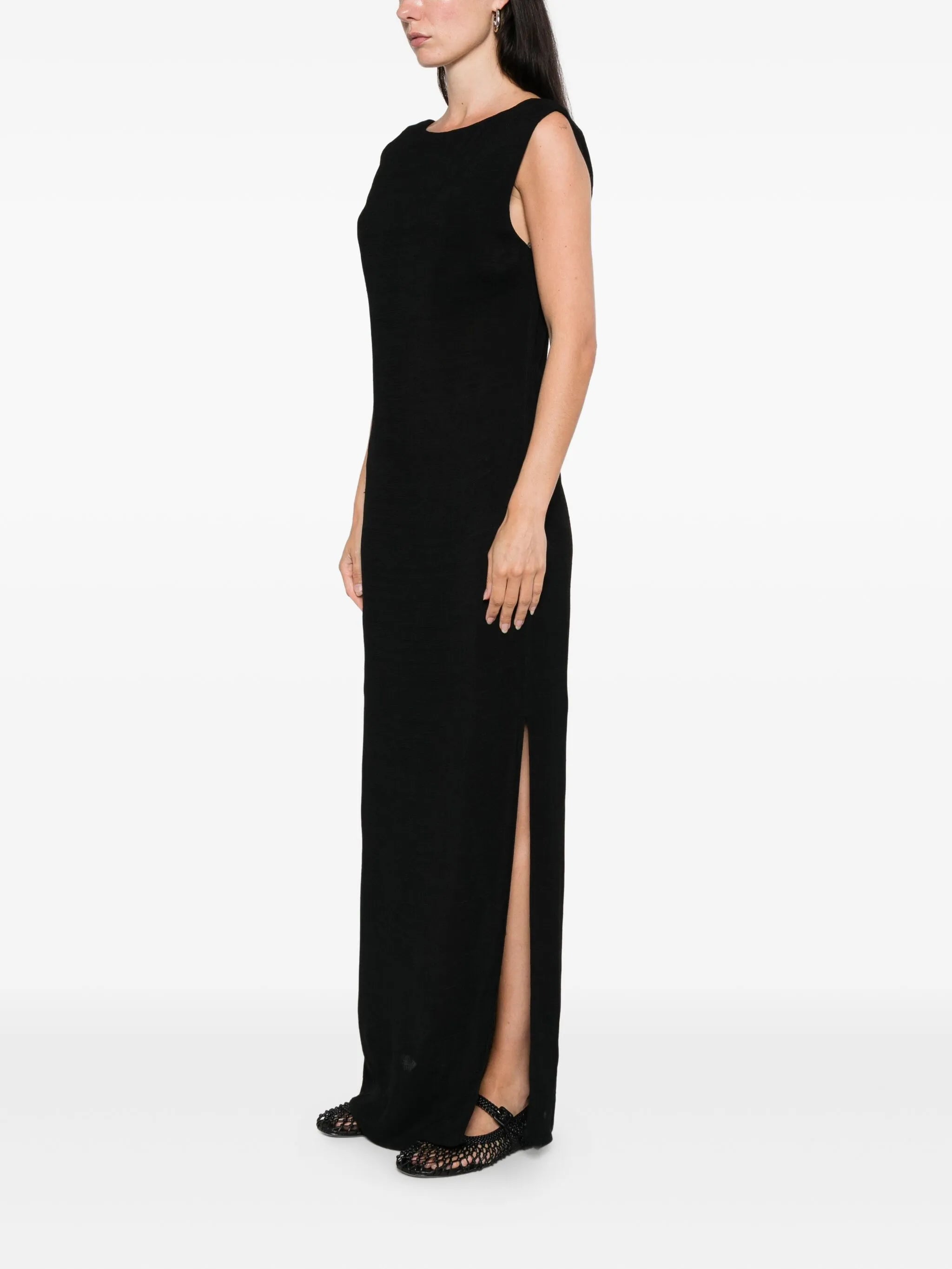 cowl-back maxi dress