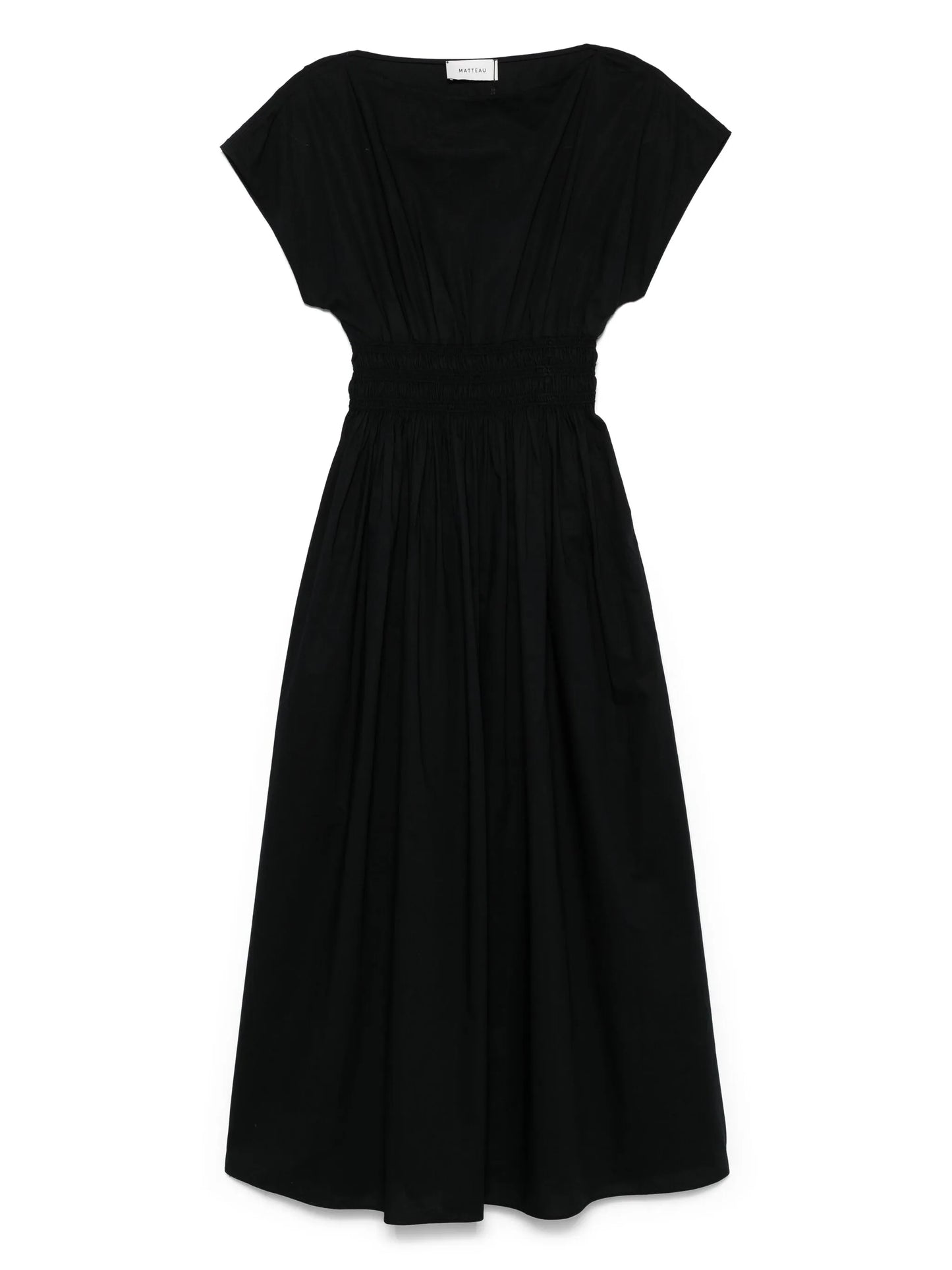 shirred-waist midi dress