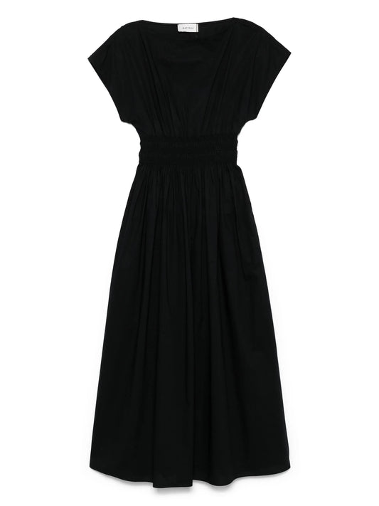 shirred-waist midi dress