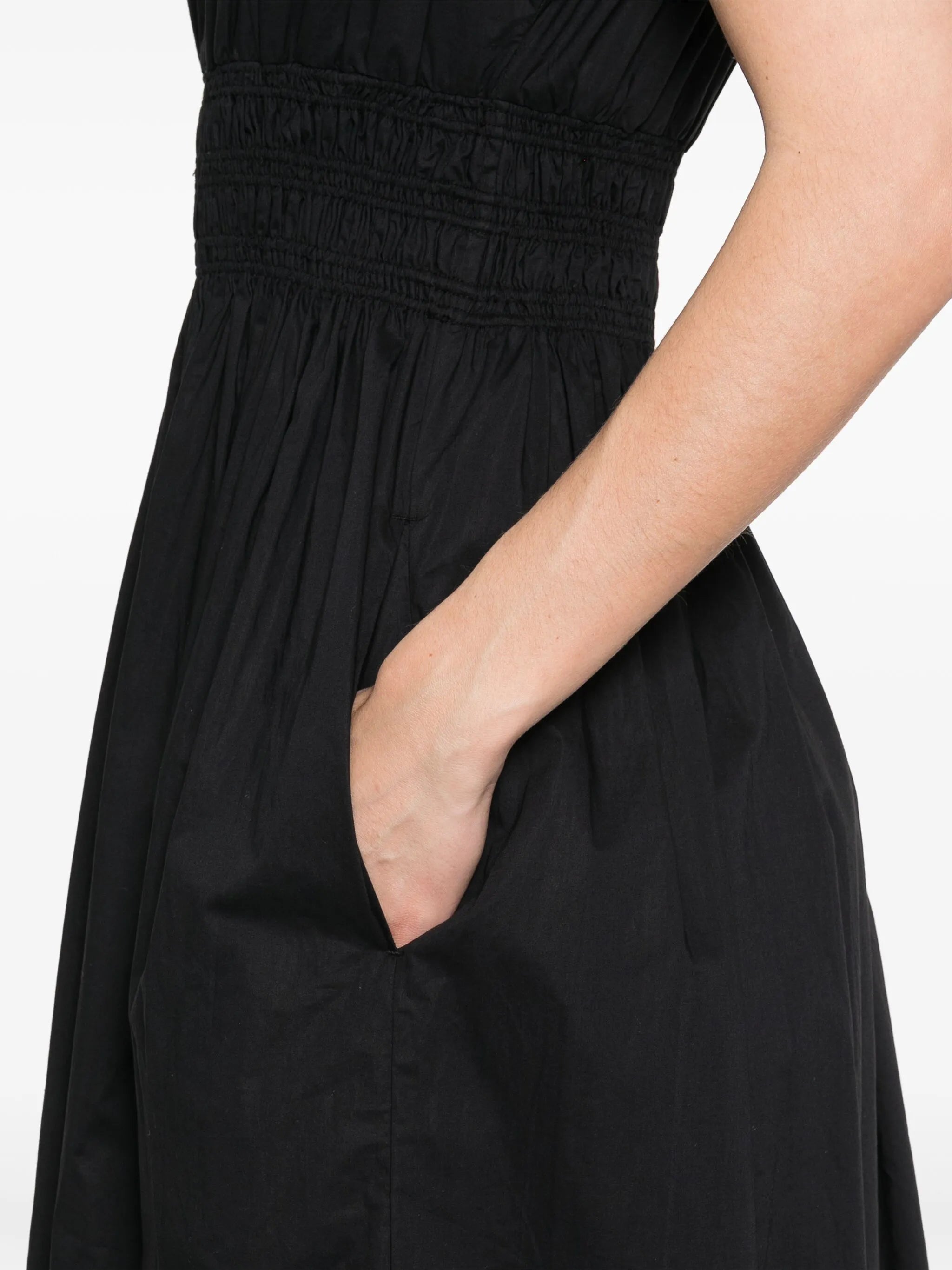 shirred-waist midi dress