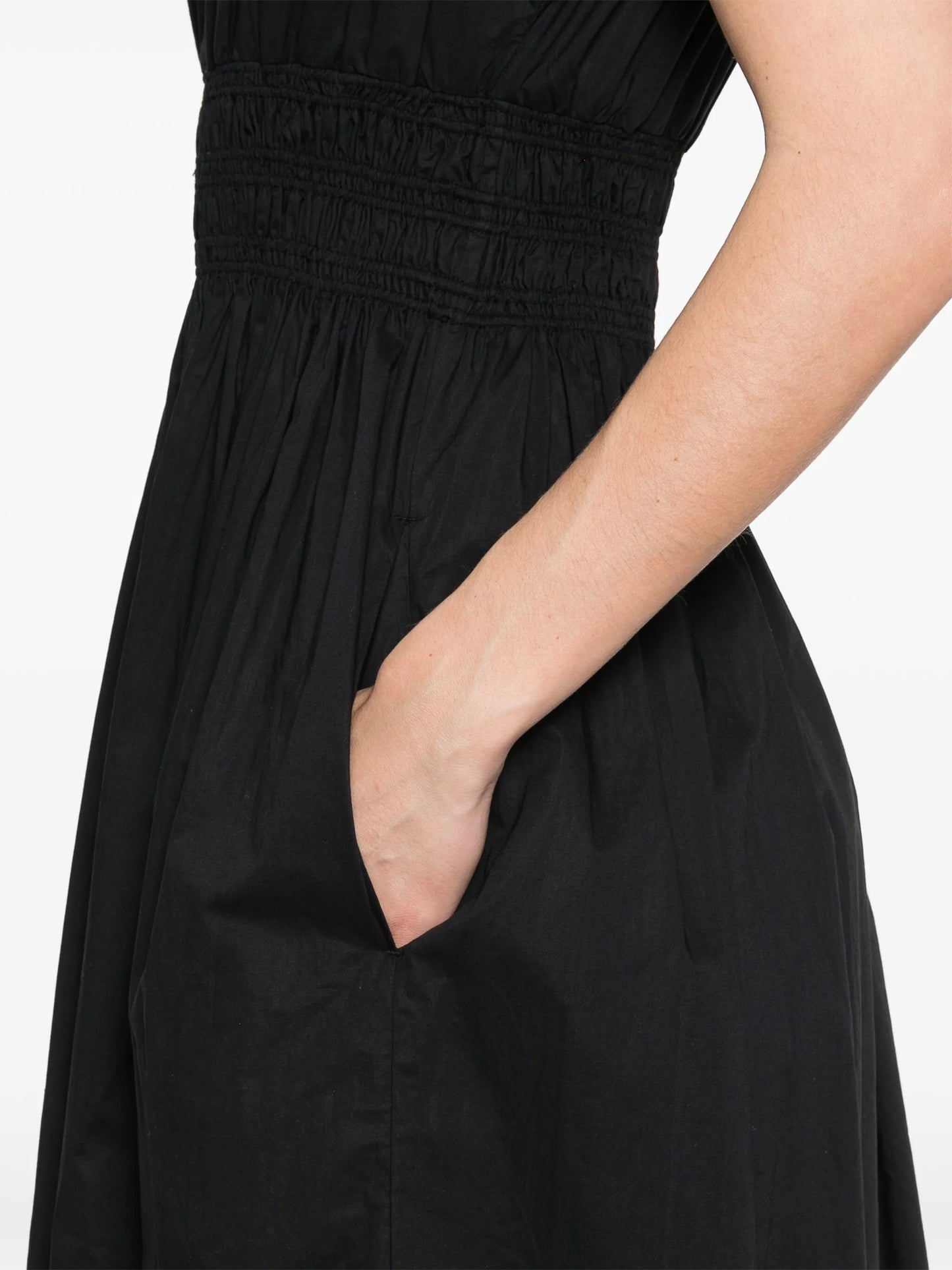 shirred-waist midi dress