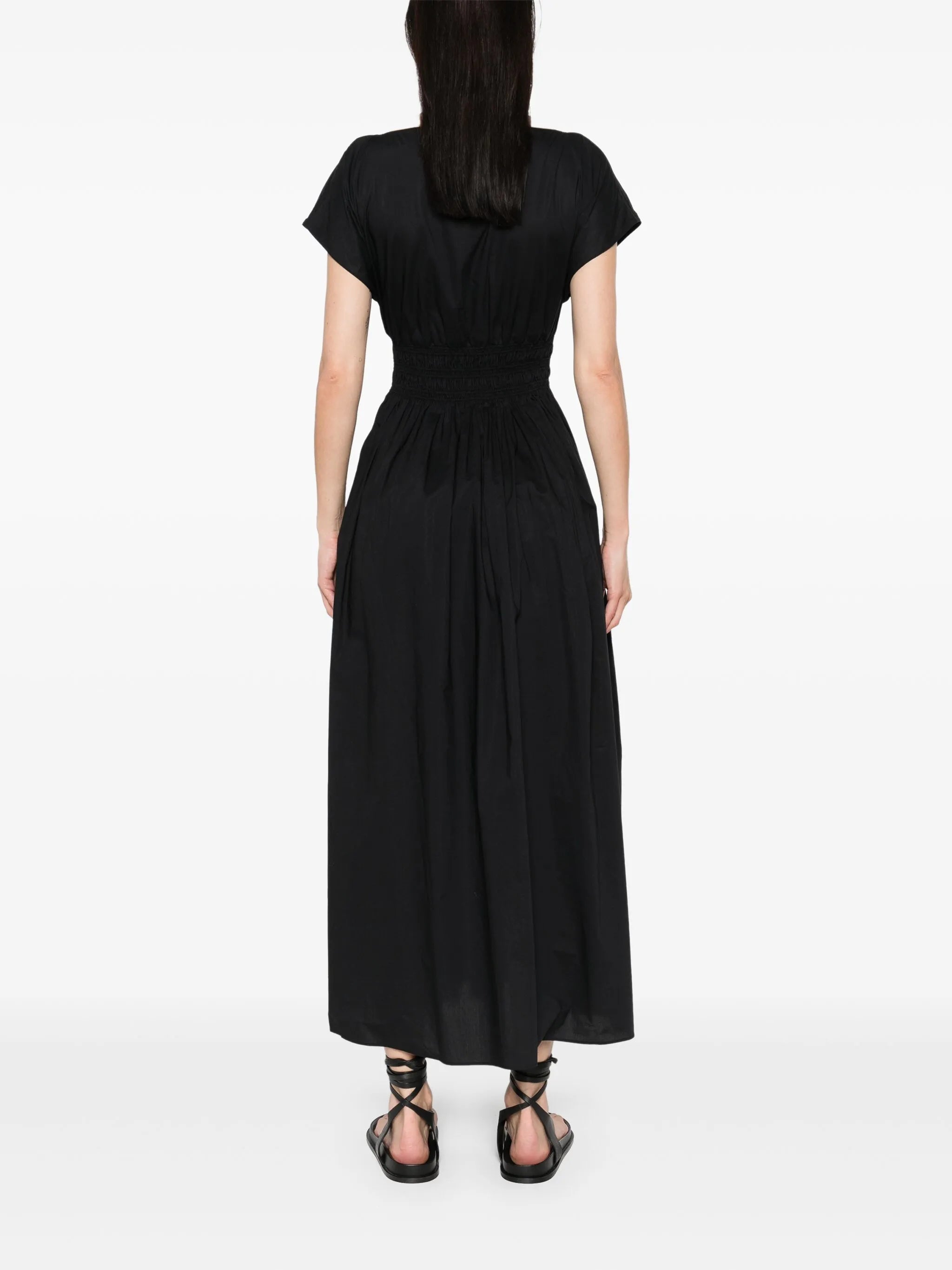 shirred-waist midi dress