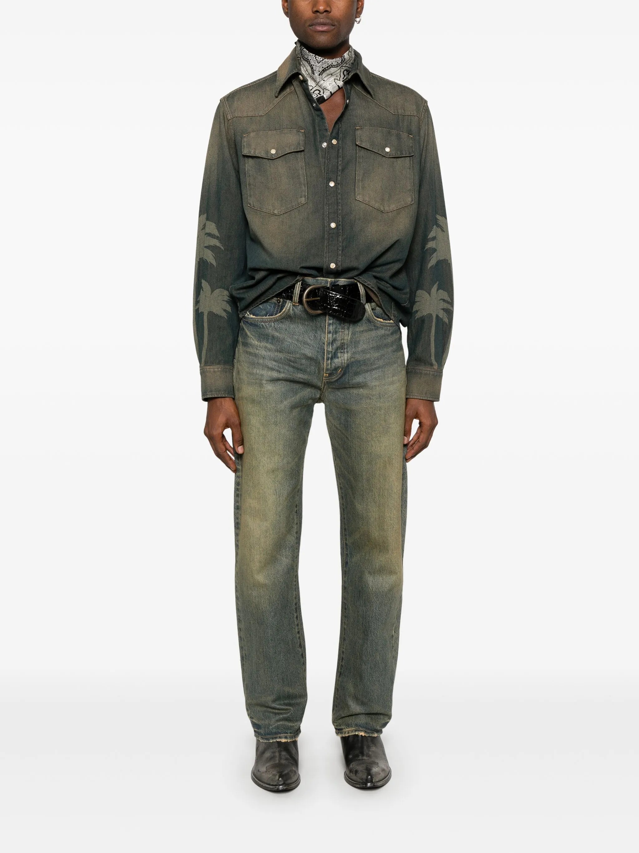 mid-rise straight jeans