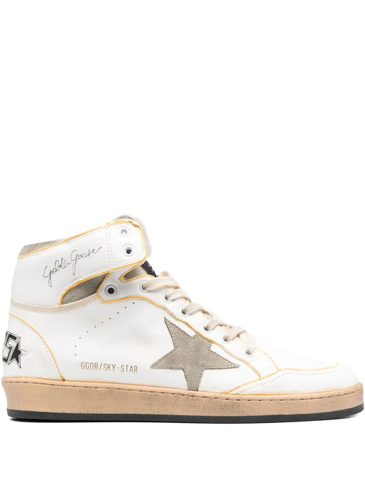 Sky-Star trainers in white nappa leather with dove-gray suede star