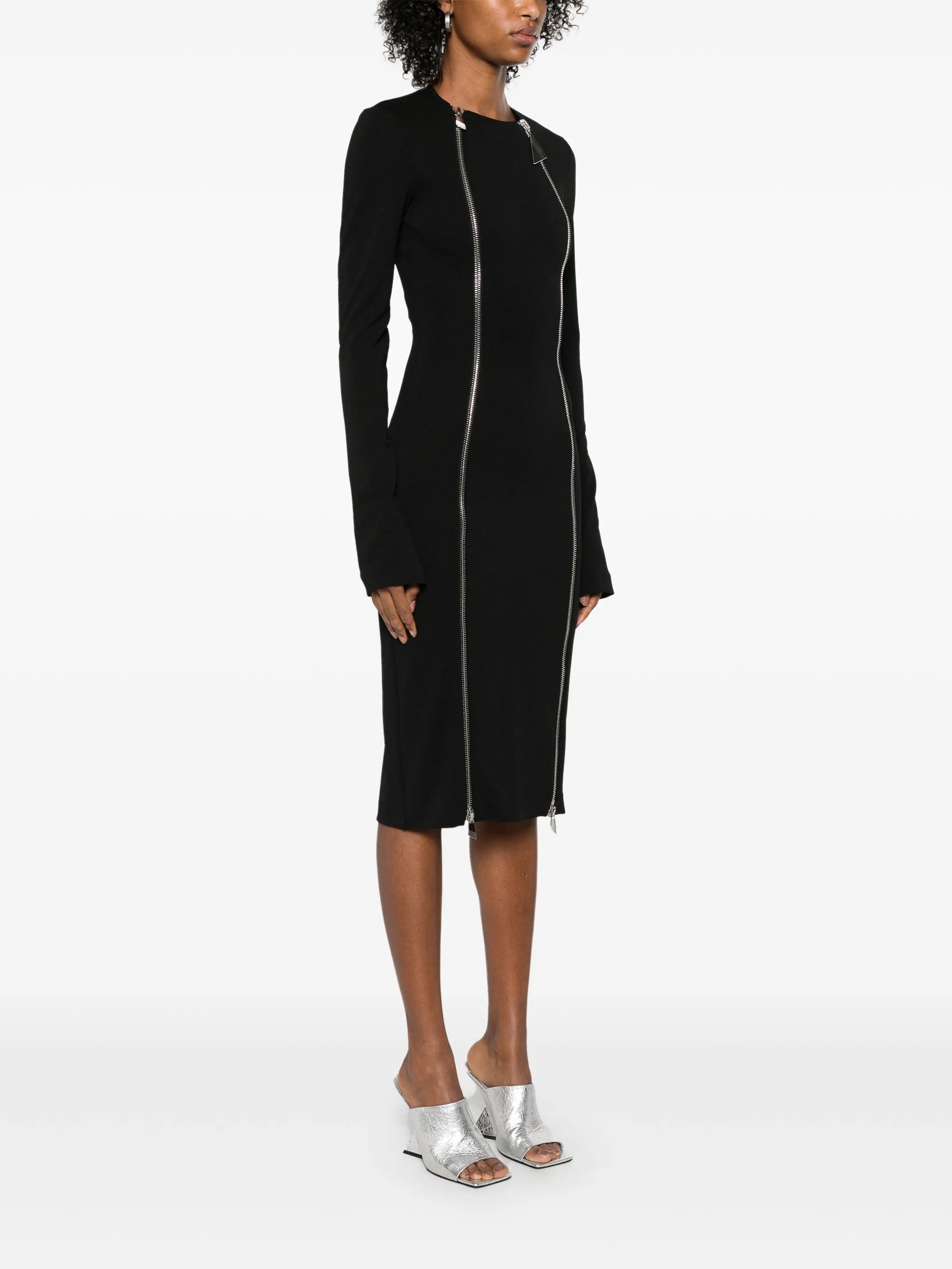 zip-fastening midi dress