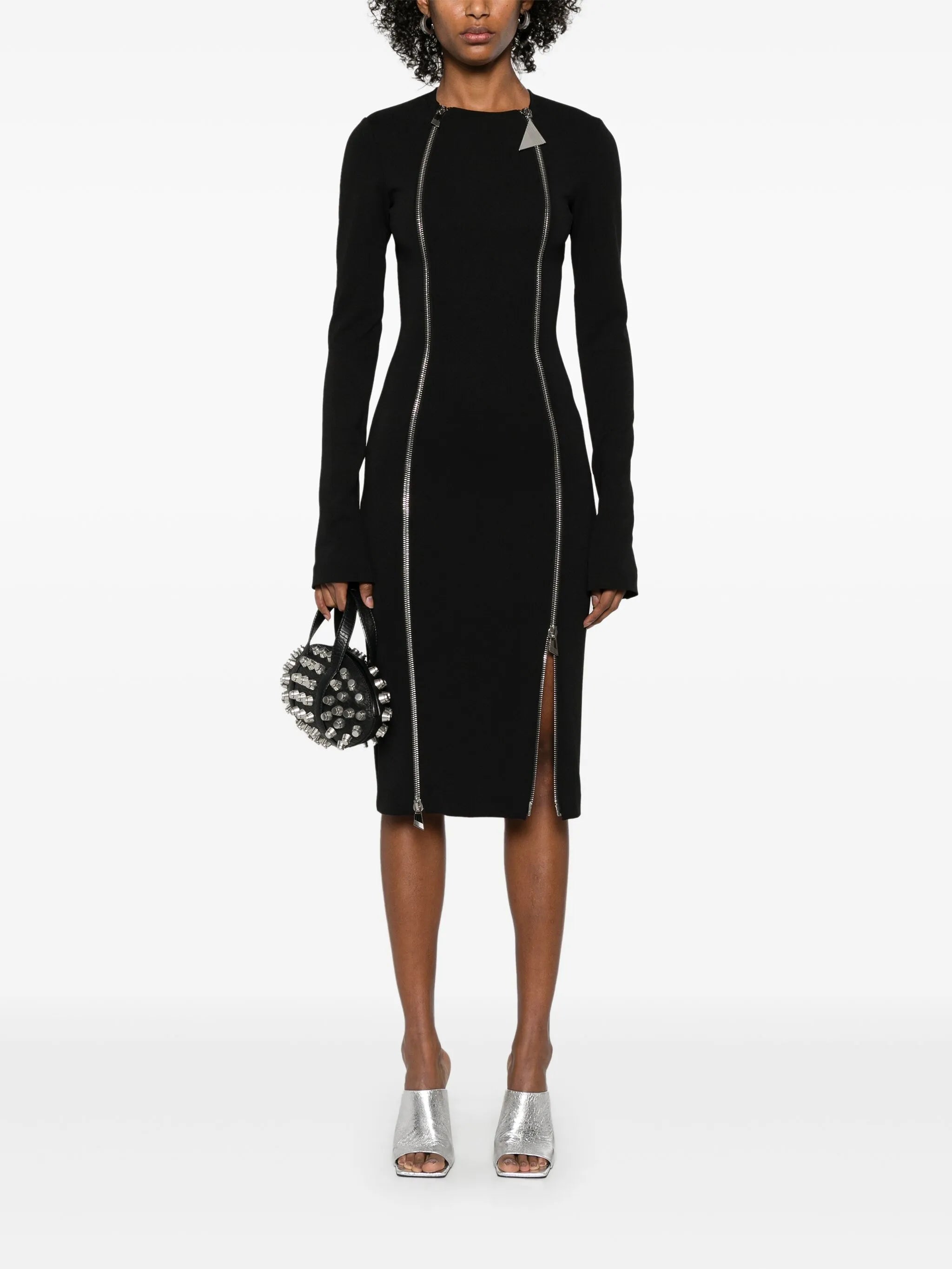 zip-fastening midi dress