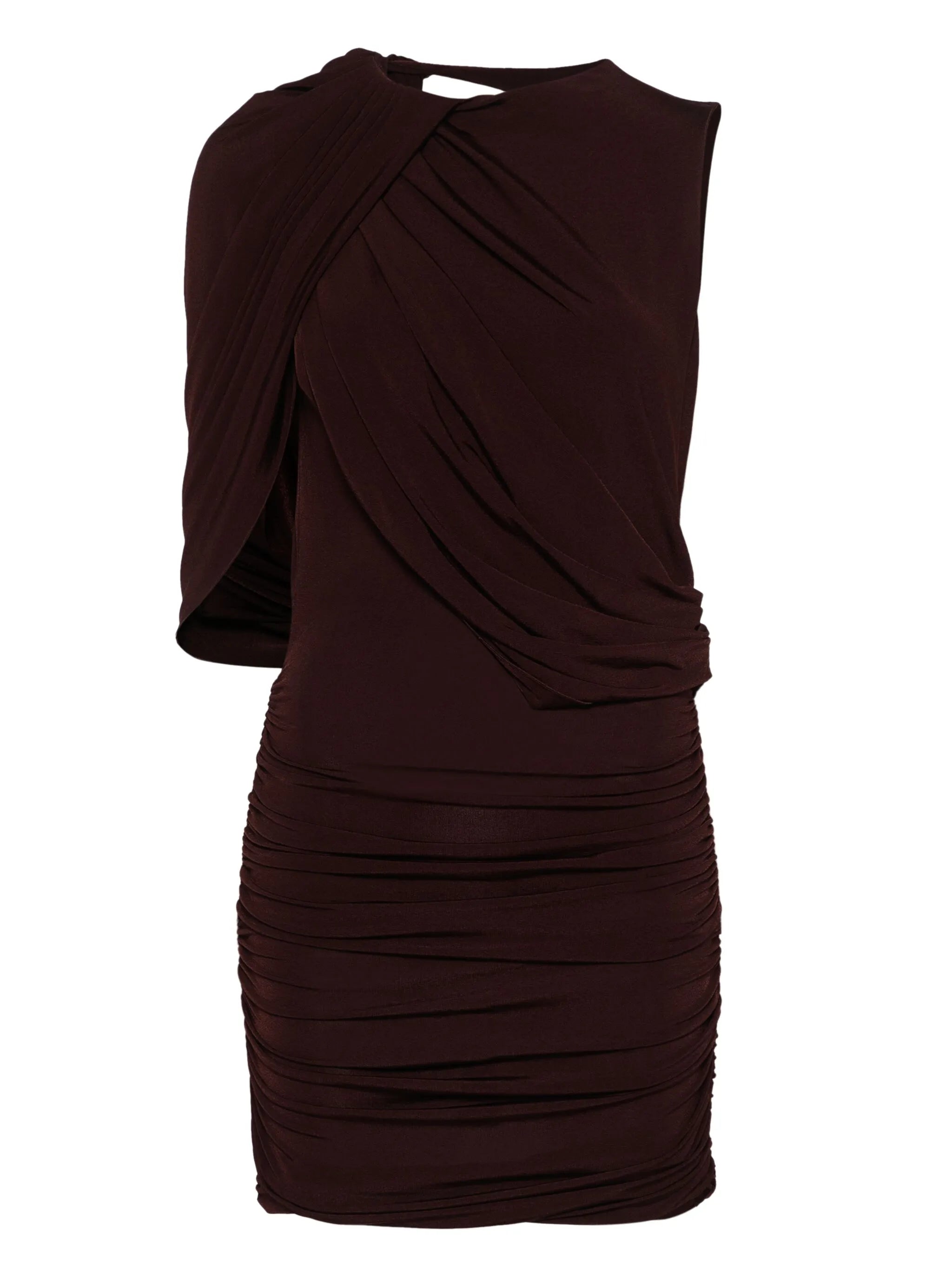 asymmetric draped mini dress