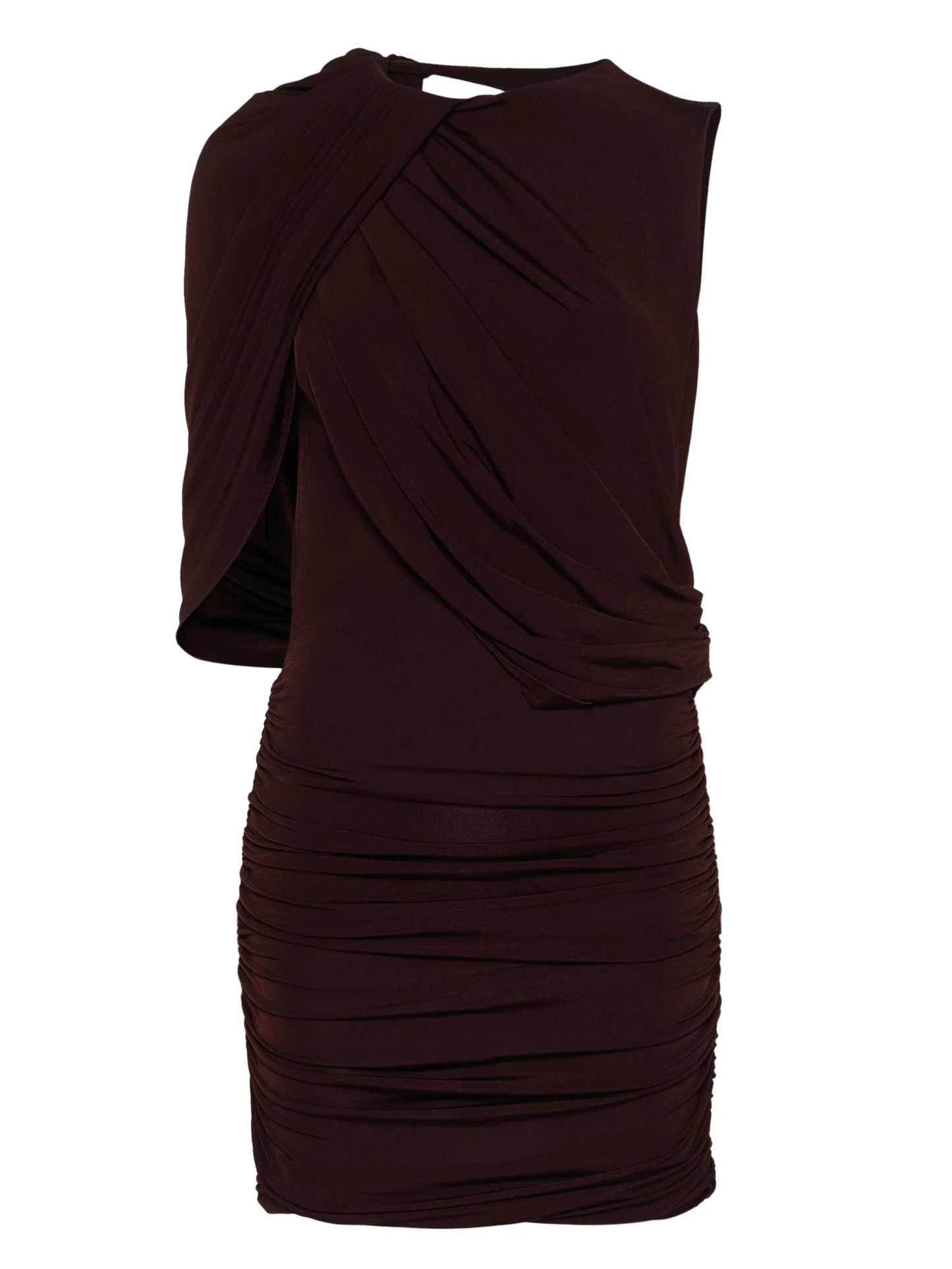 asymmetric draped mini dress