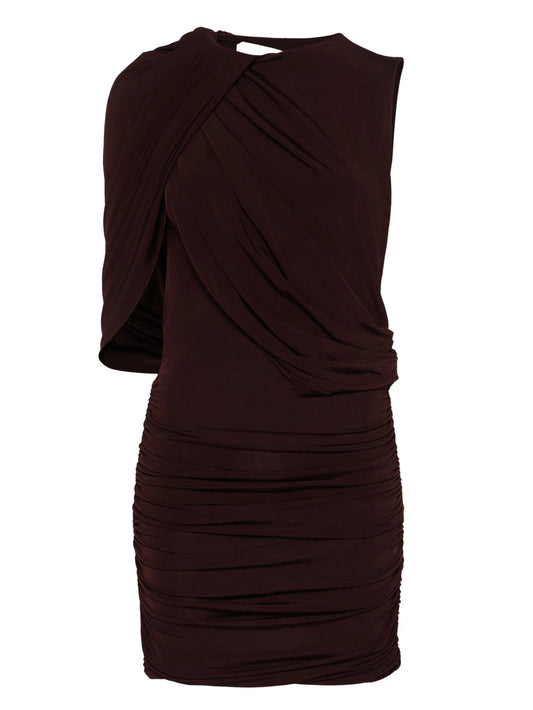 asymmetric draped mini dress