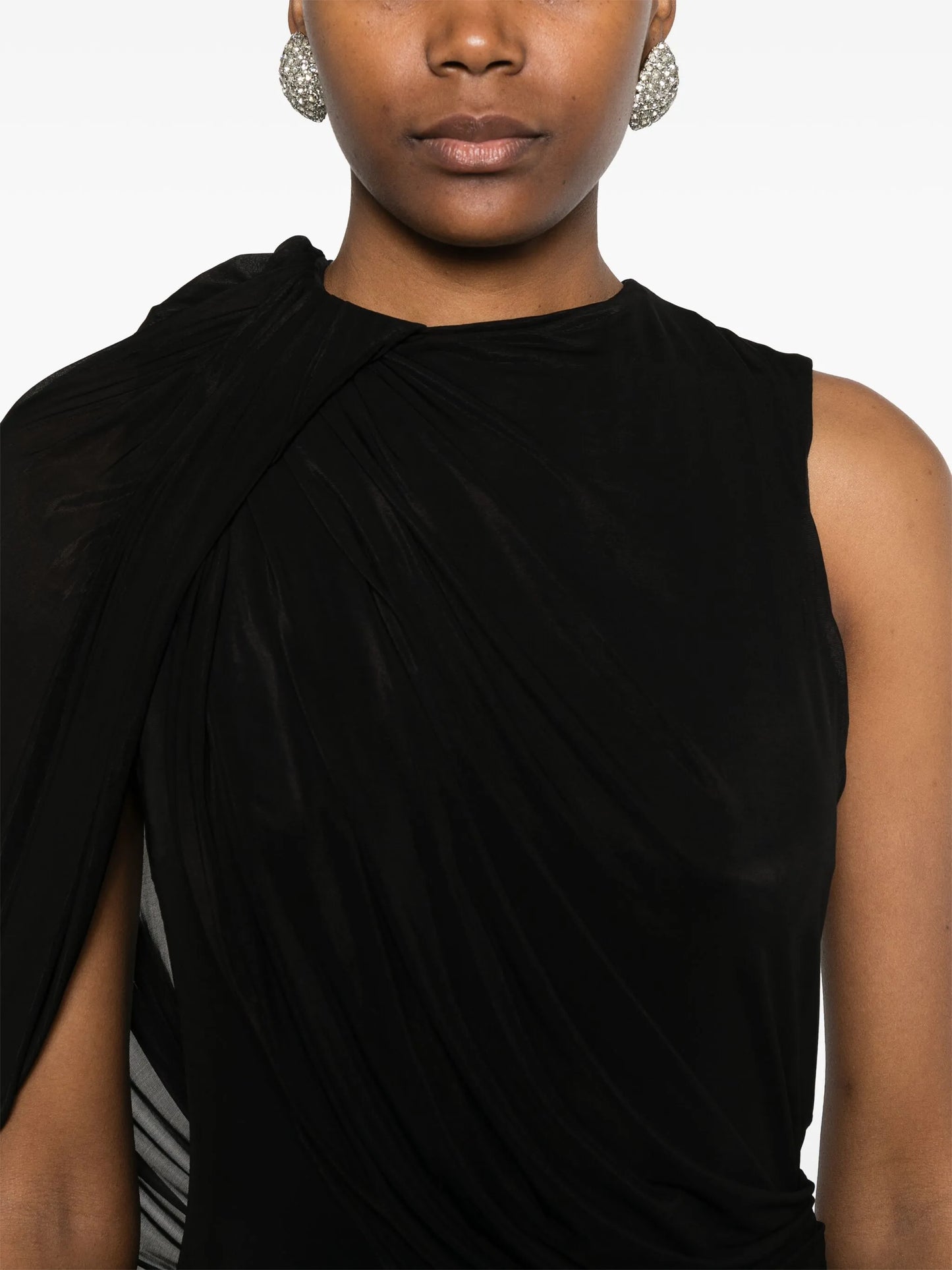 asymmetric draped midi dress