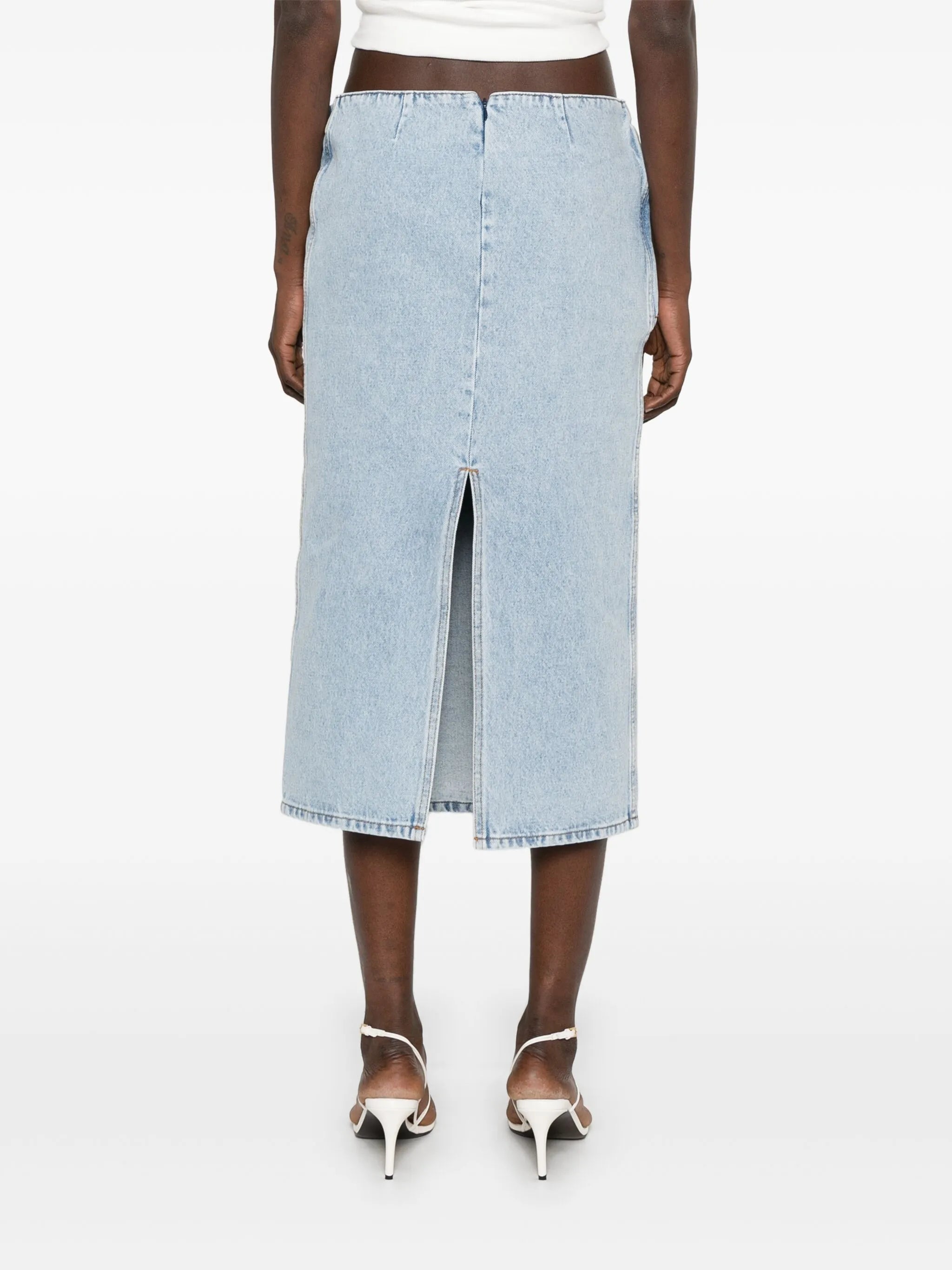 rose-appliqué skirt