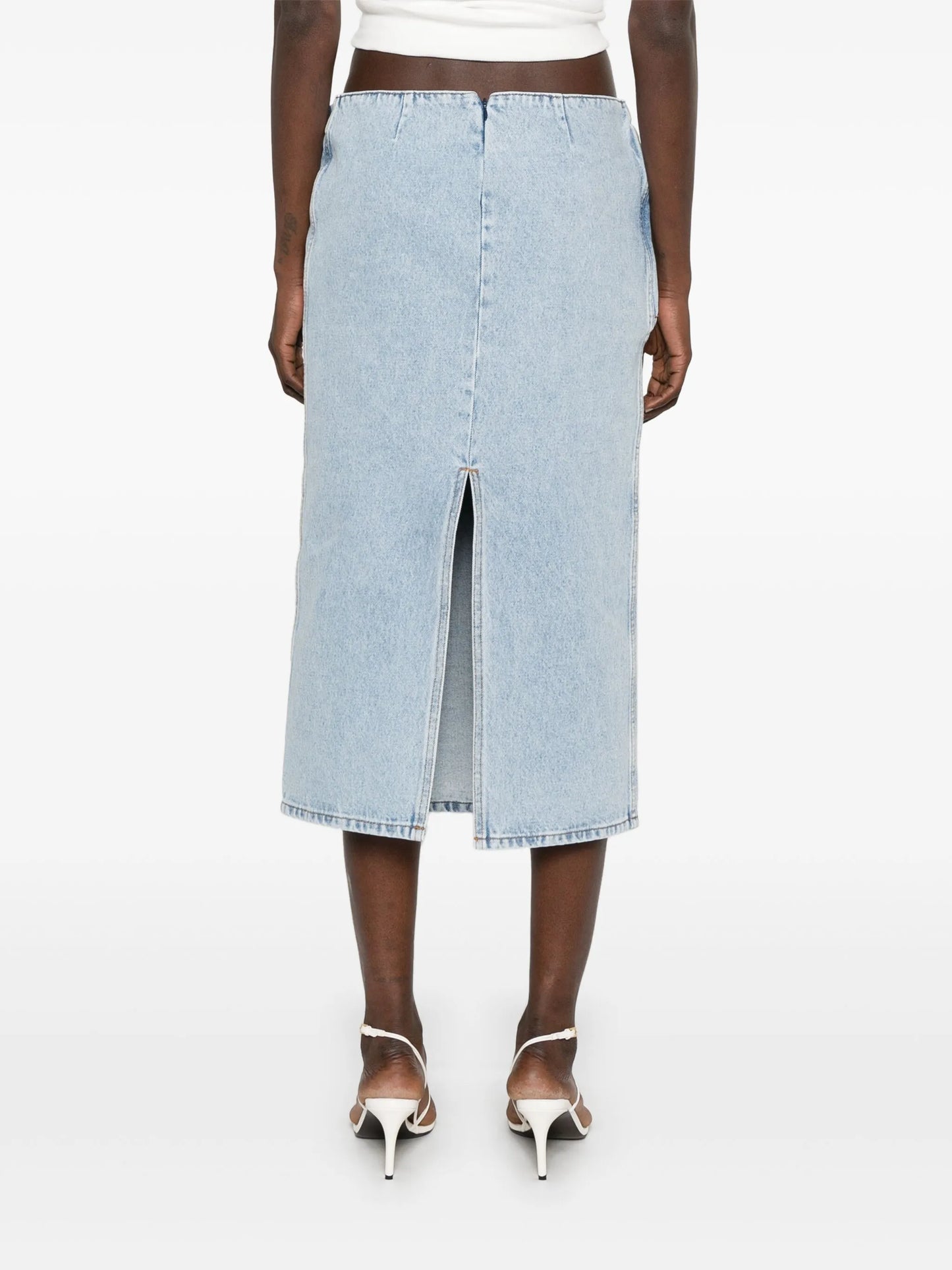 rose-appliqué skirt