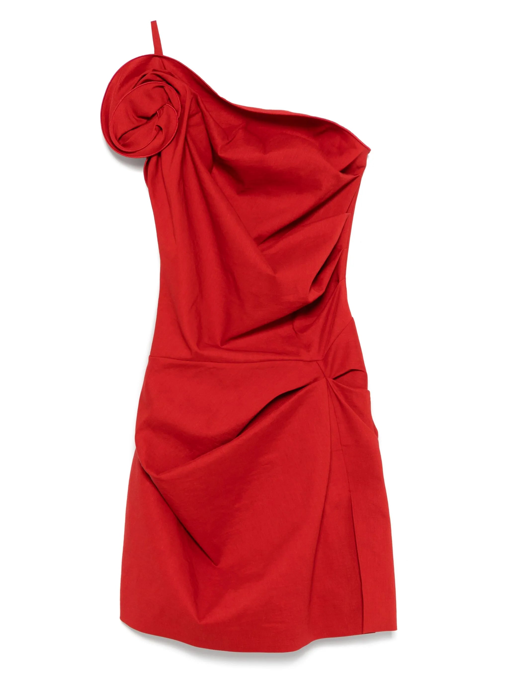 one-shoulder ruched mini dress