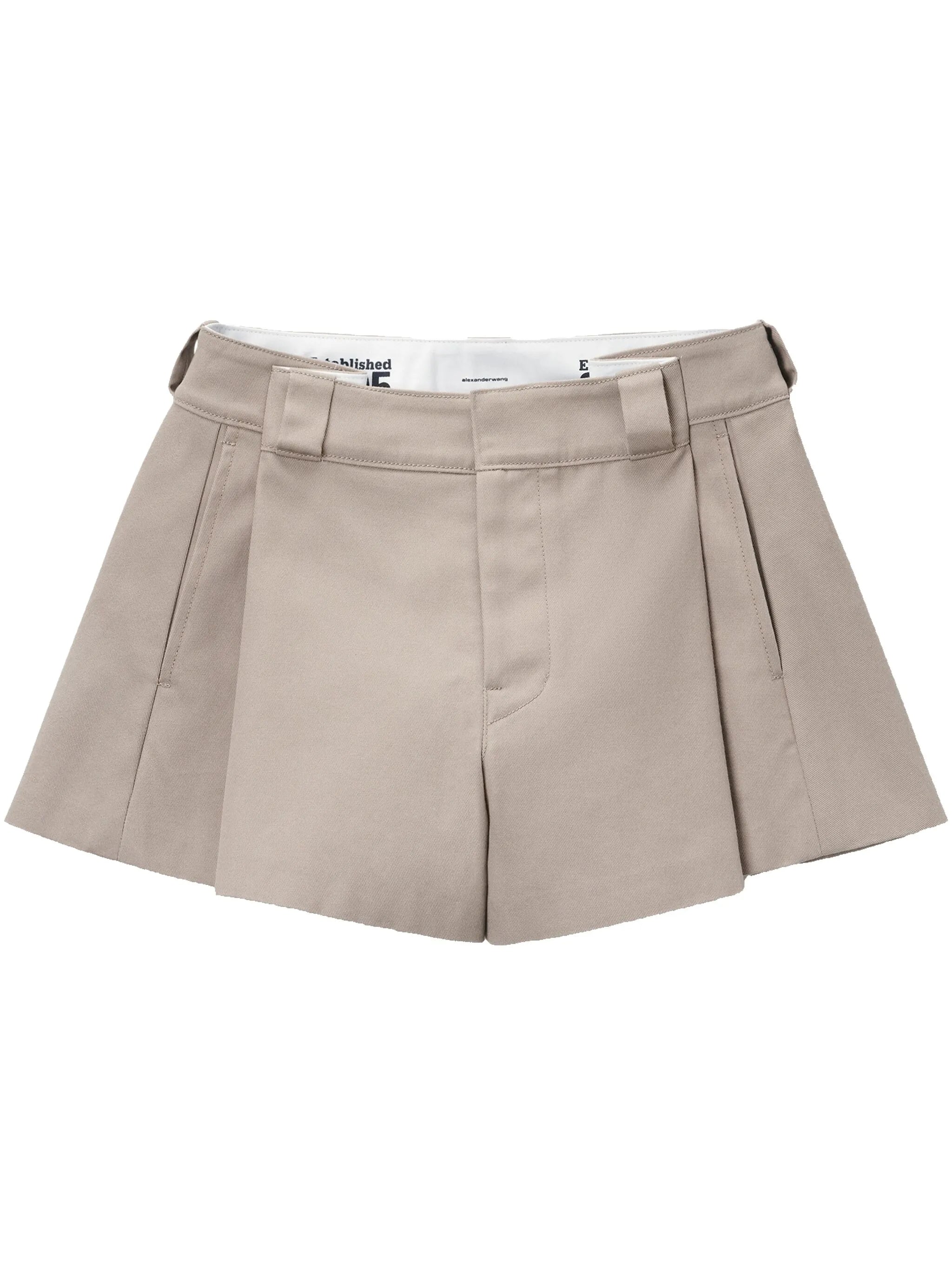 high-waisted pleated shorts