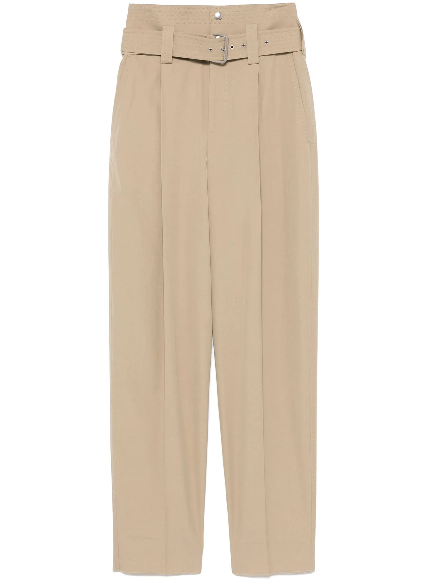belted straight-leg trousers