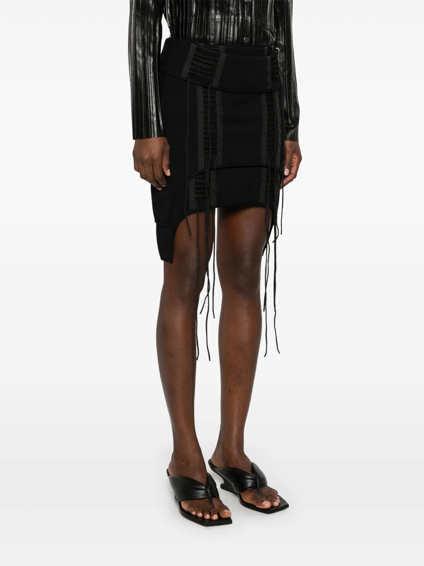 lace-up mini skirt