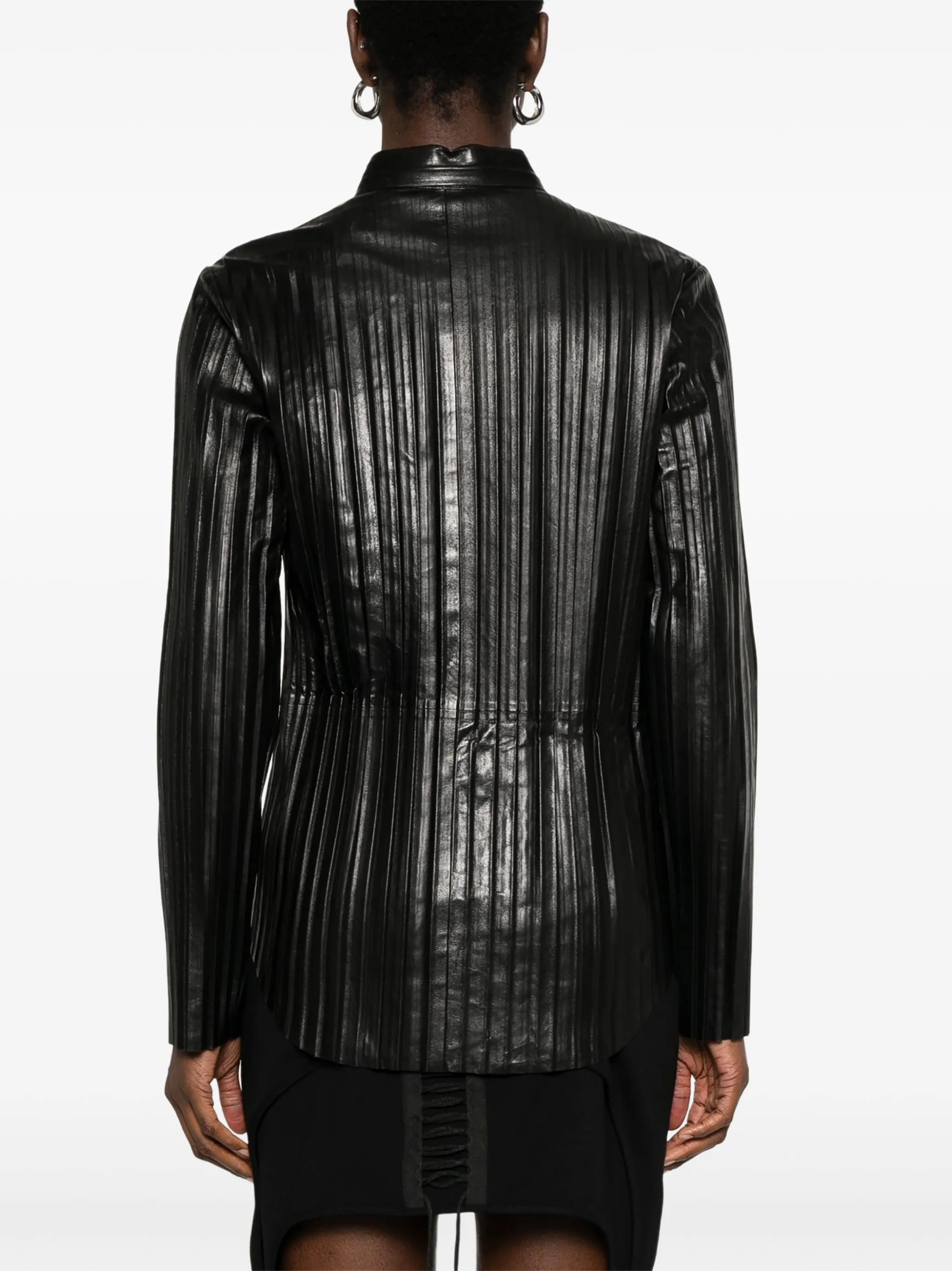 pleated leather shirt