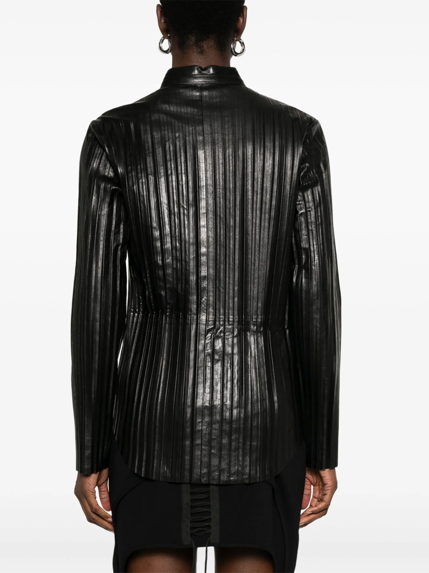 pleated leather shirt