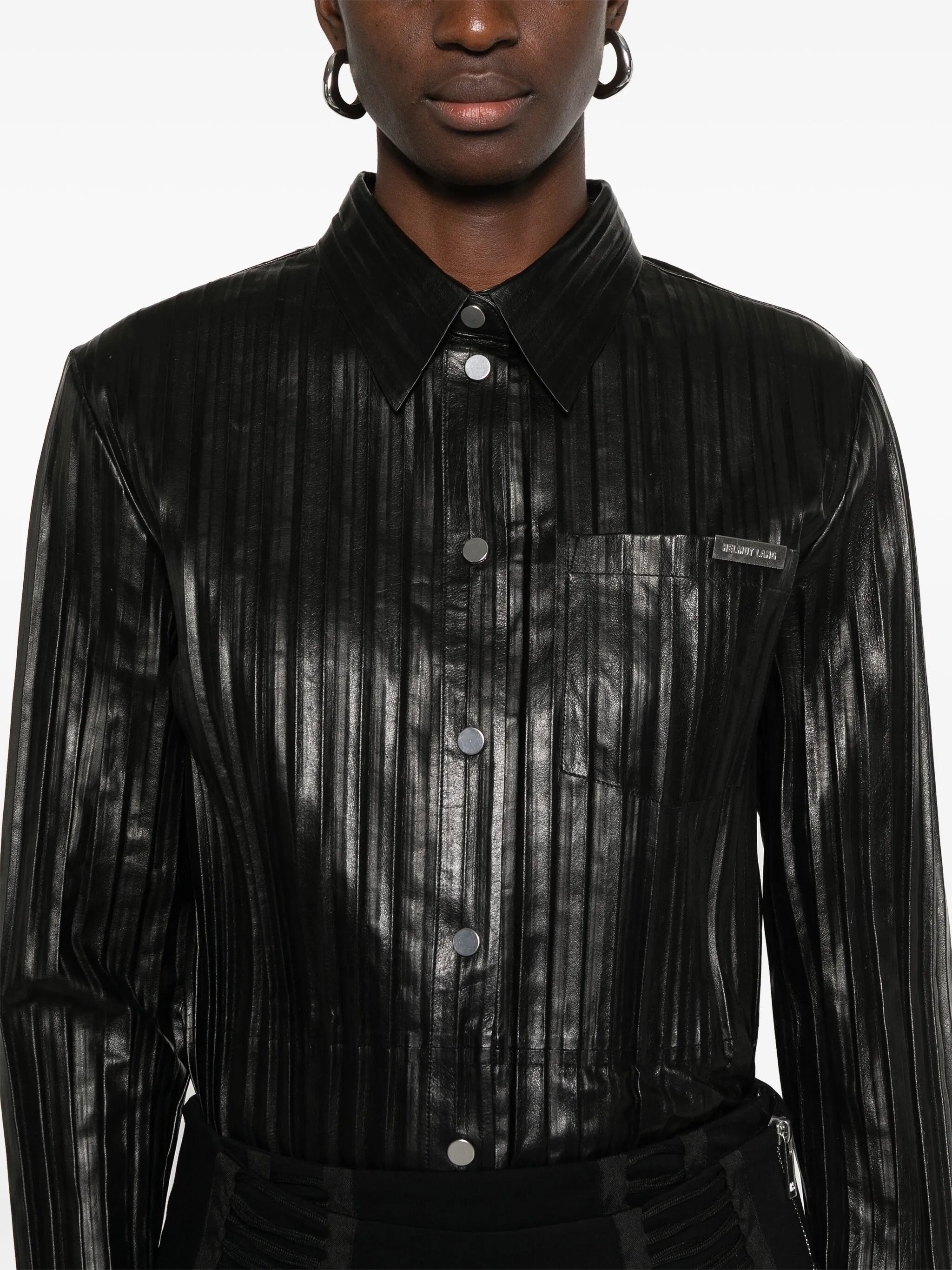 pleated leather shirt