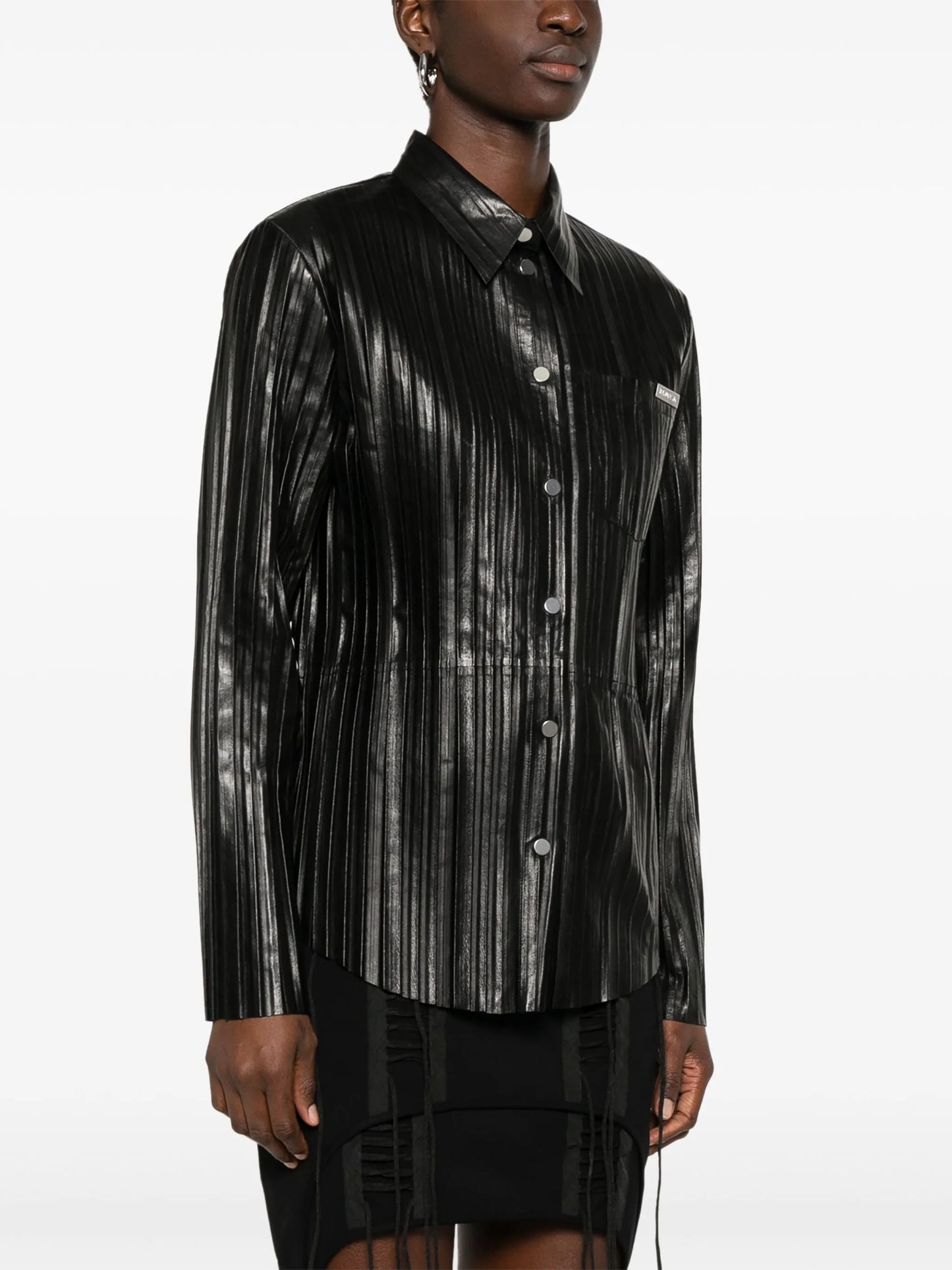 pleated leather shirt