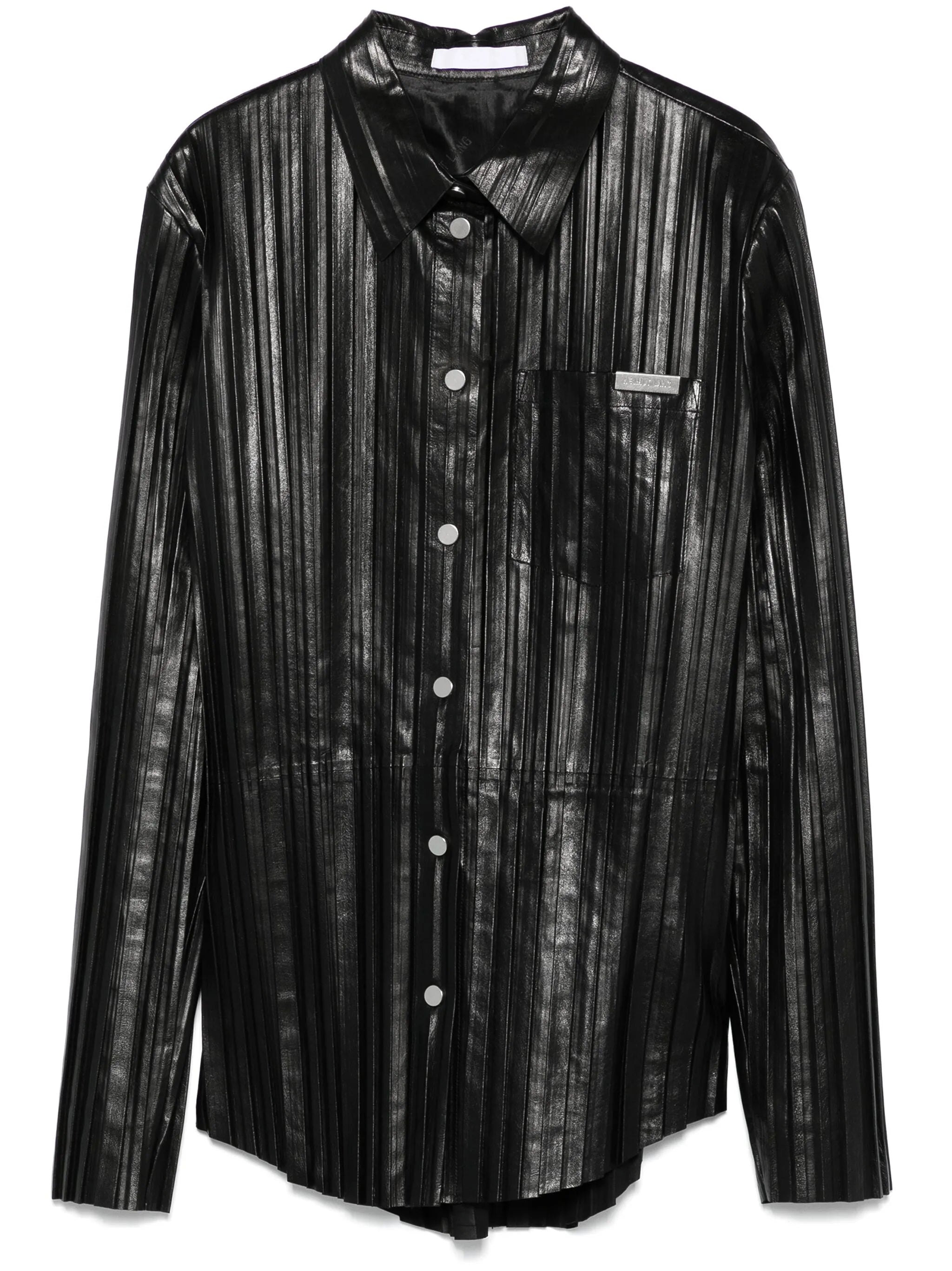 pleated leather shirt