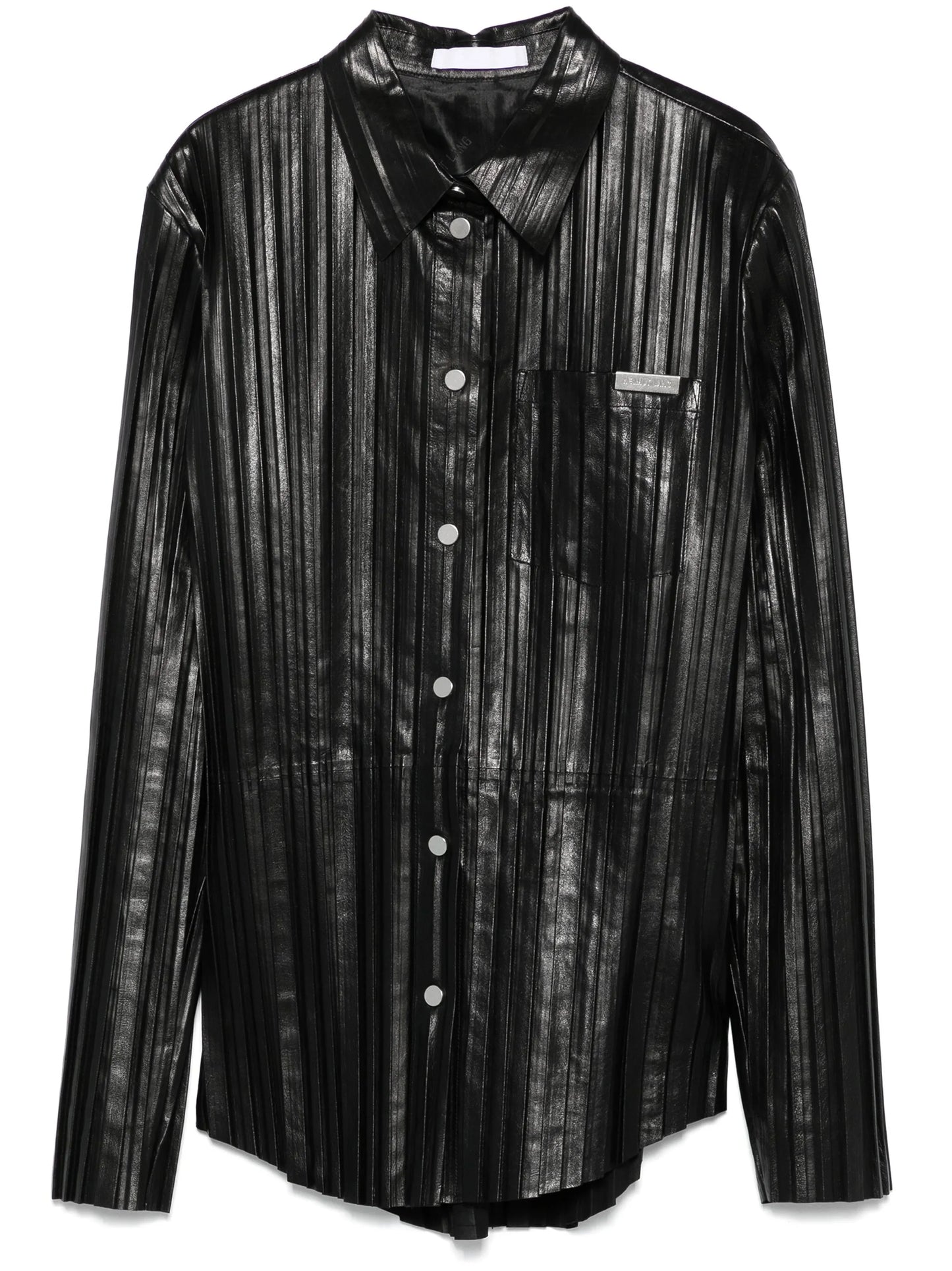 pleated leather shirt