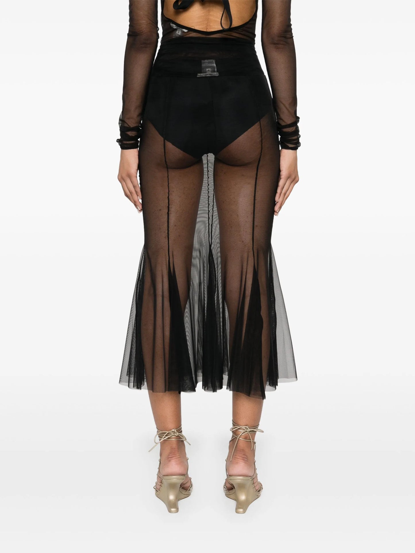 V-waist sheer midi skirt