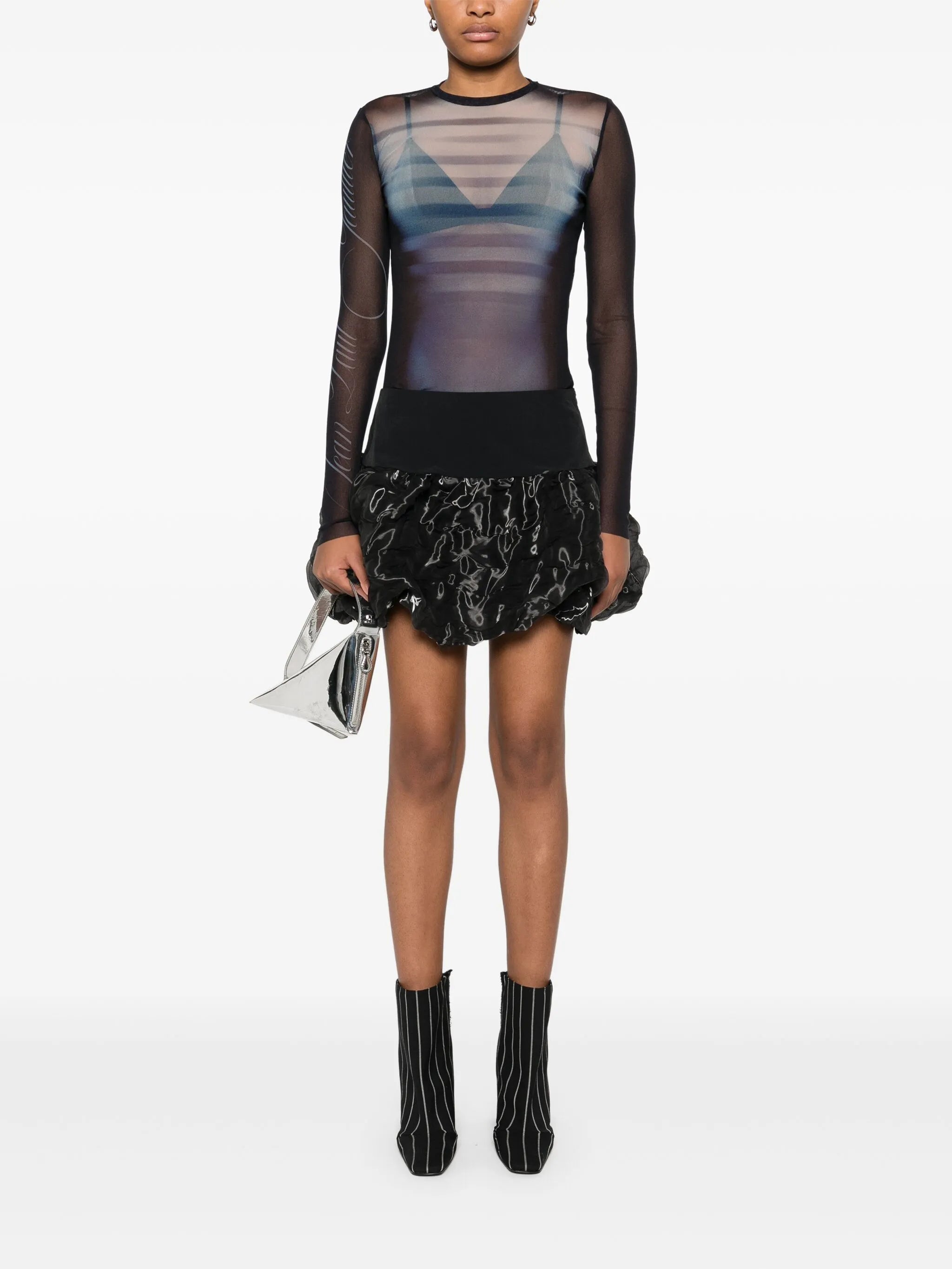Le Male-print  mesh top