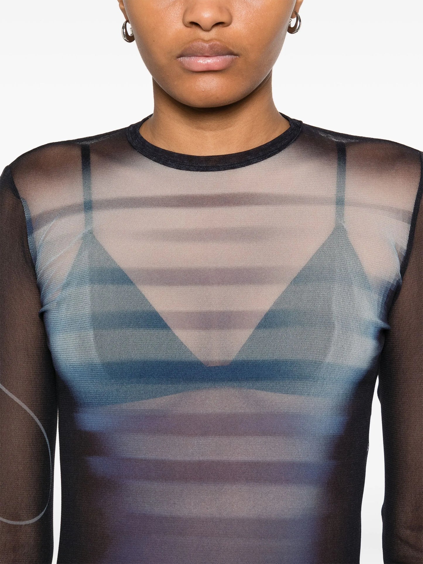 Le Male-print  mesh top
