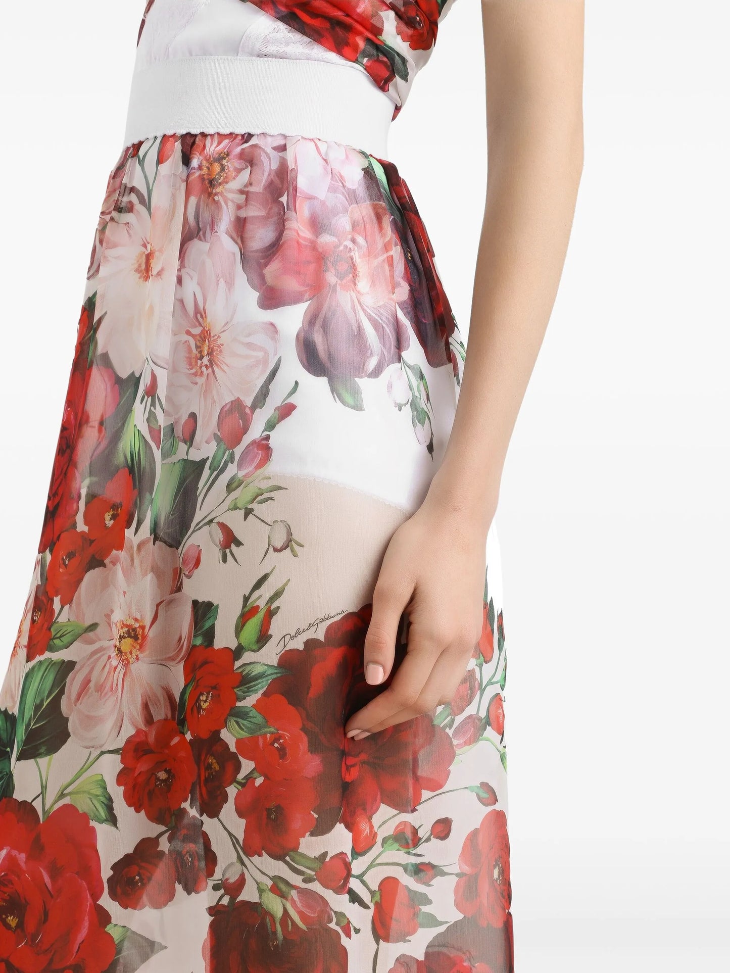 floral-print midi skirt
