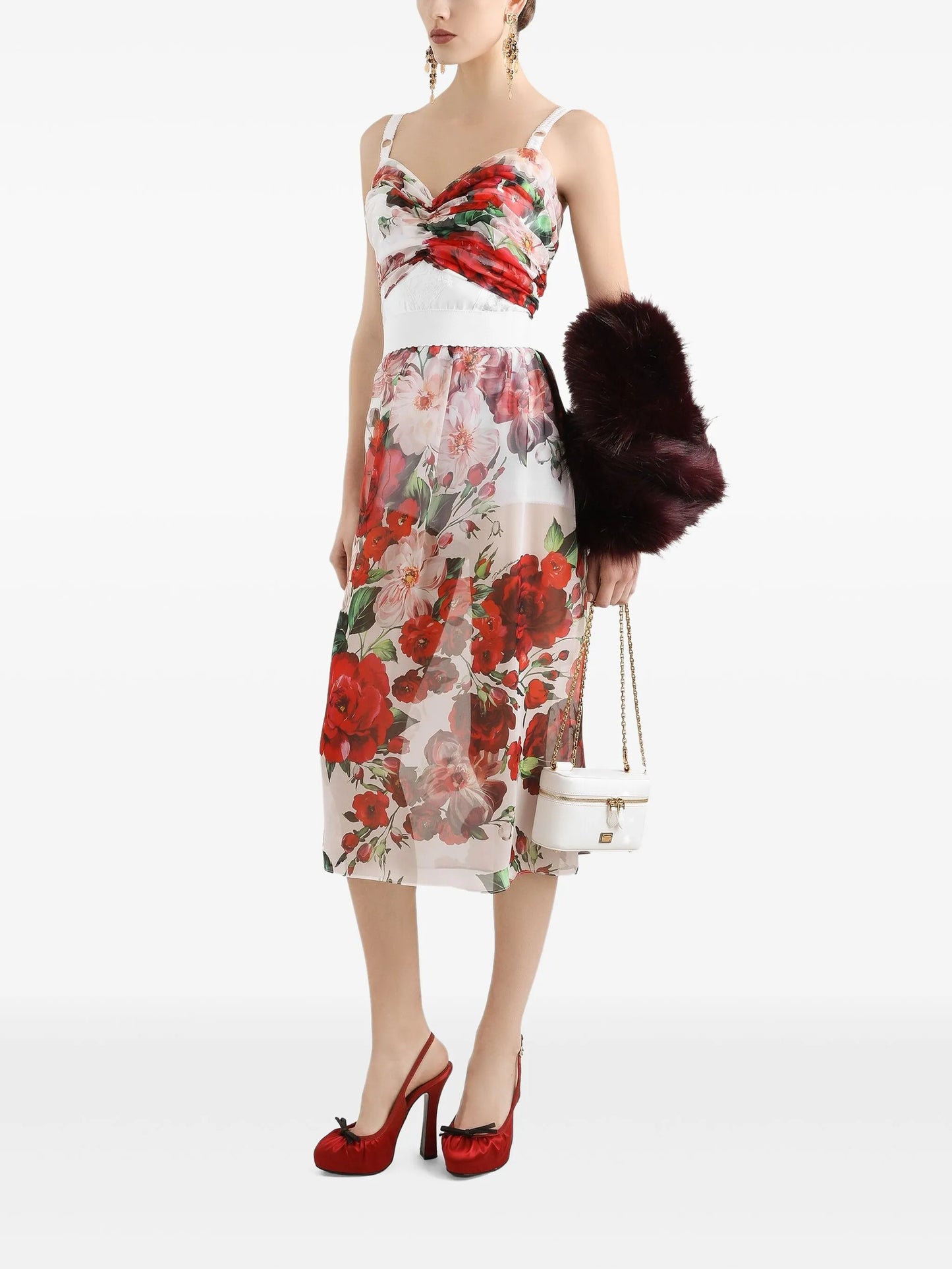 floral-print midi skirt