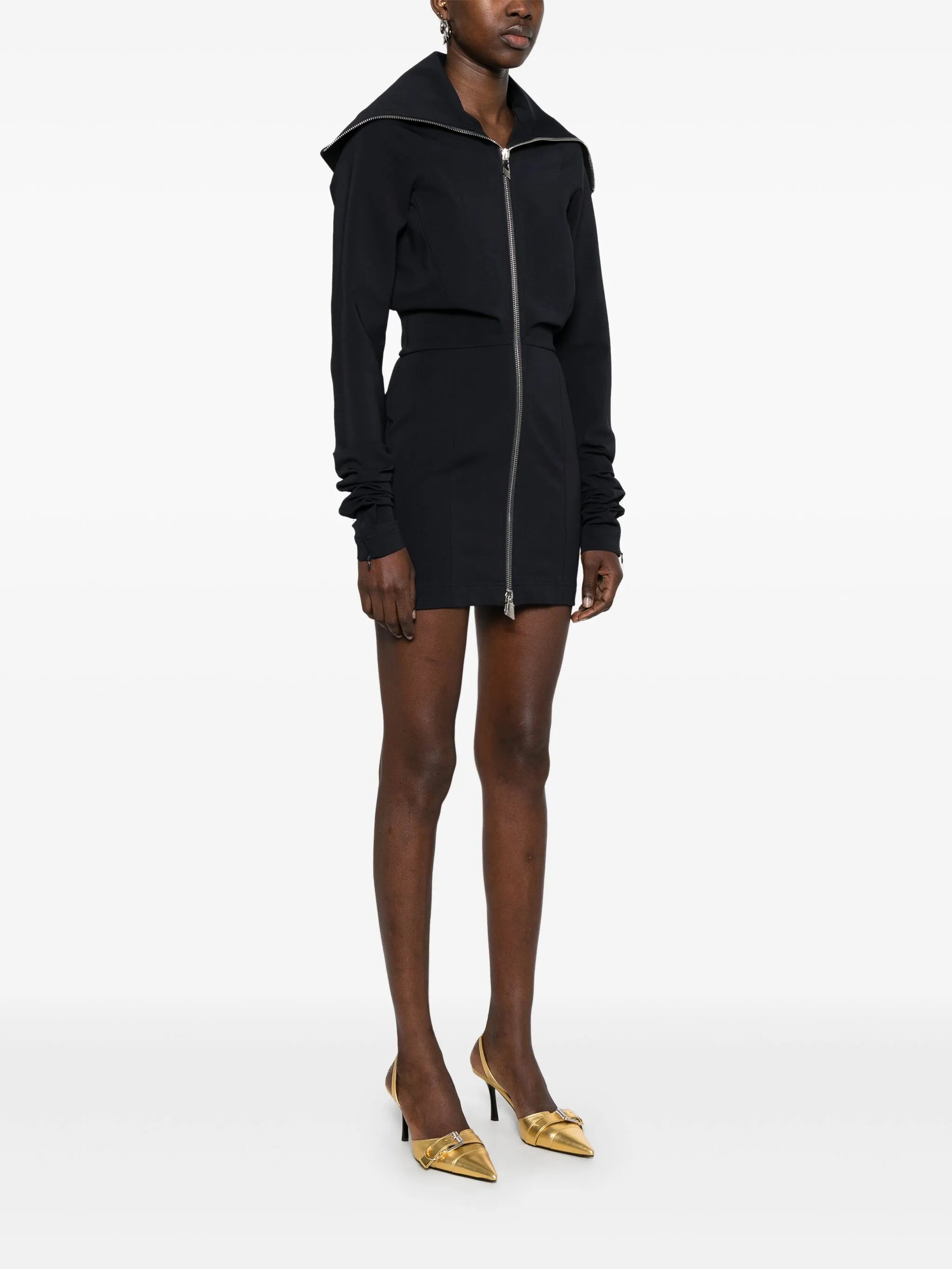 zip-up mini dress