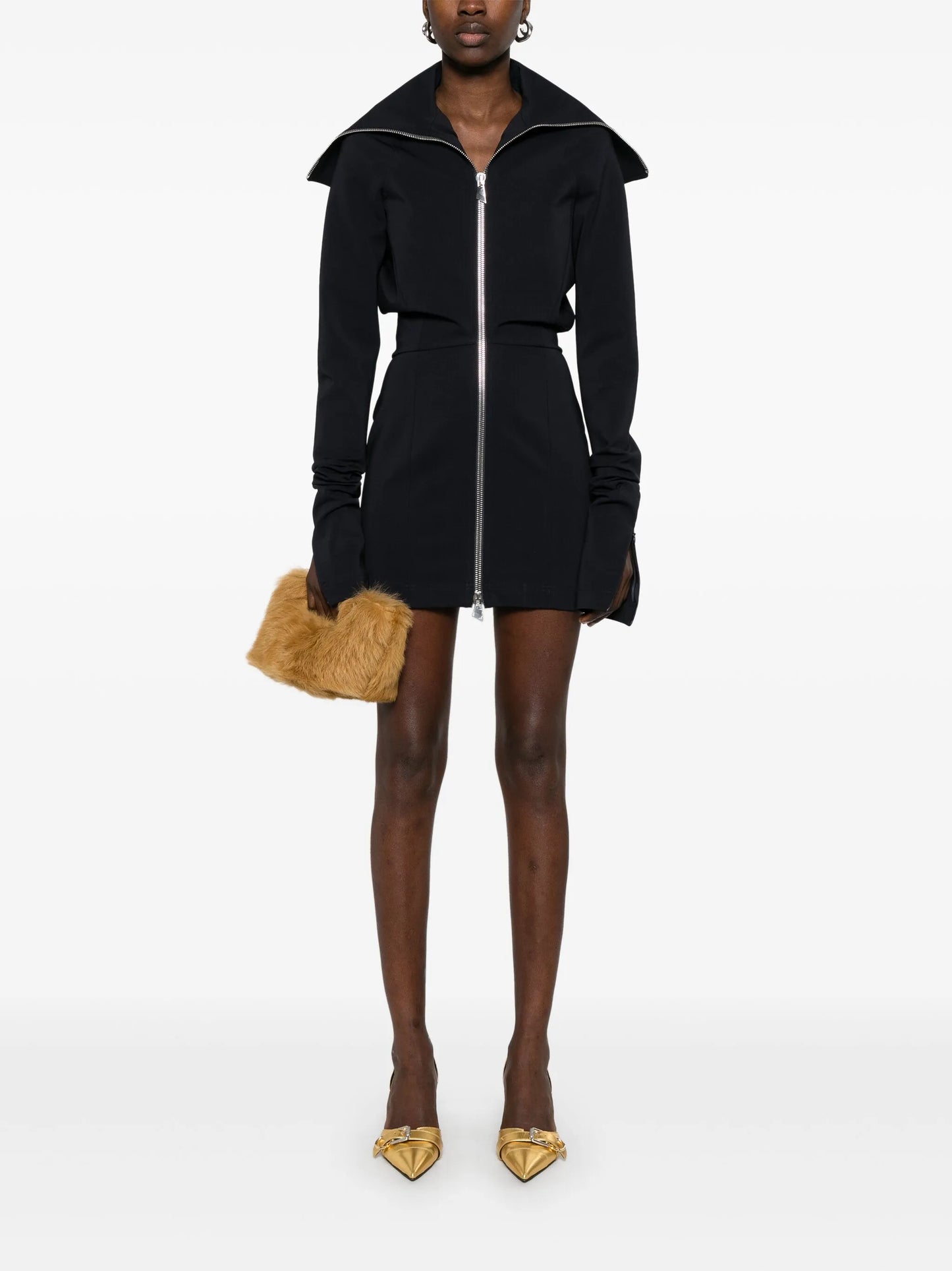zip-up mini dress